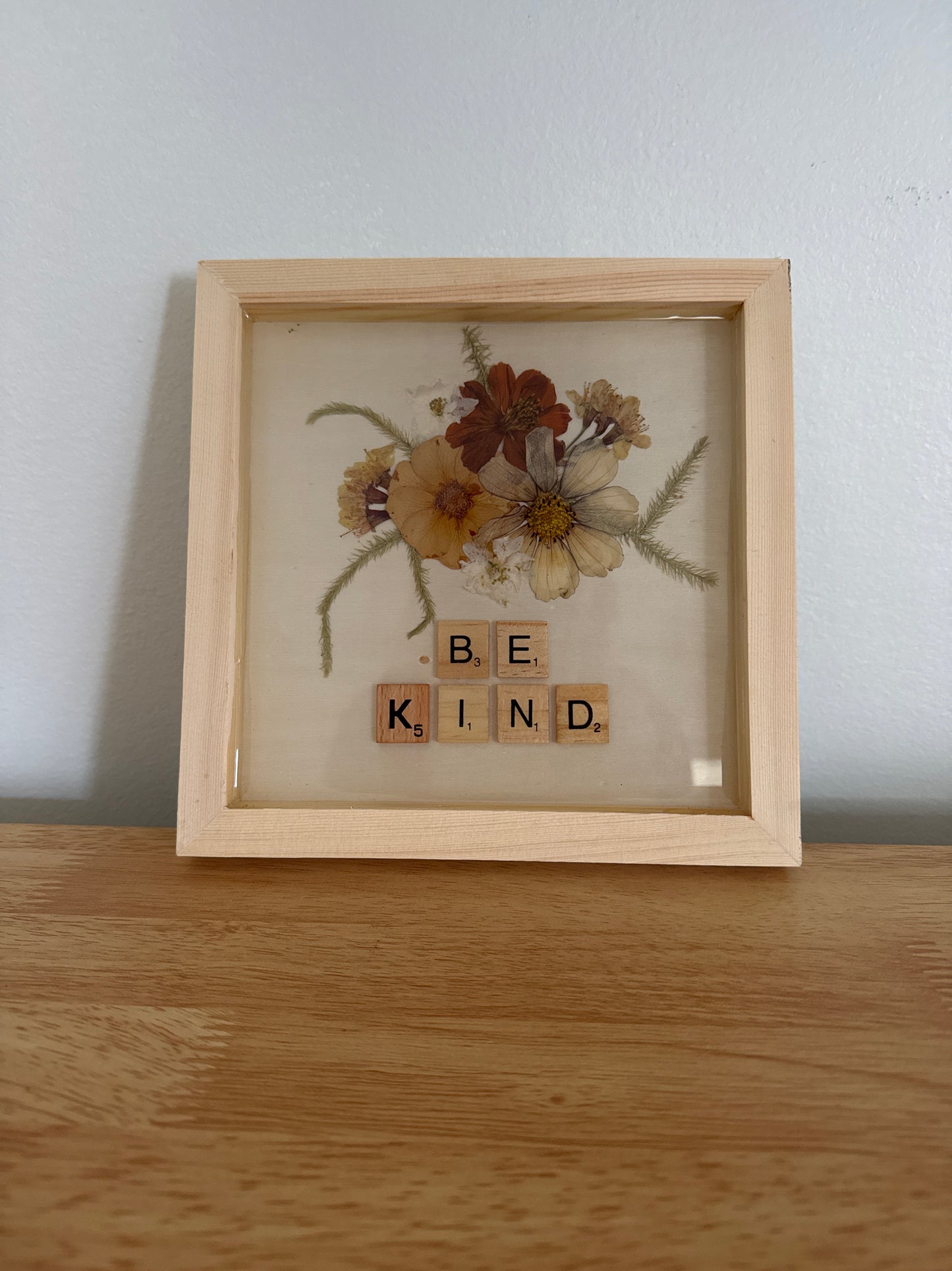 “Be Kind” Pressed Flower Resin Art Piece