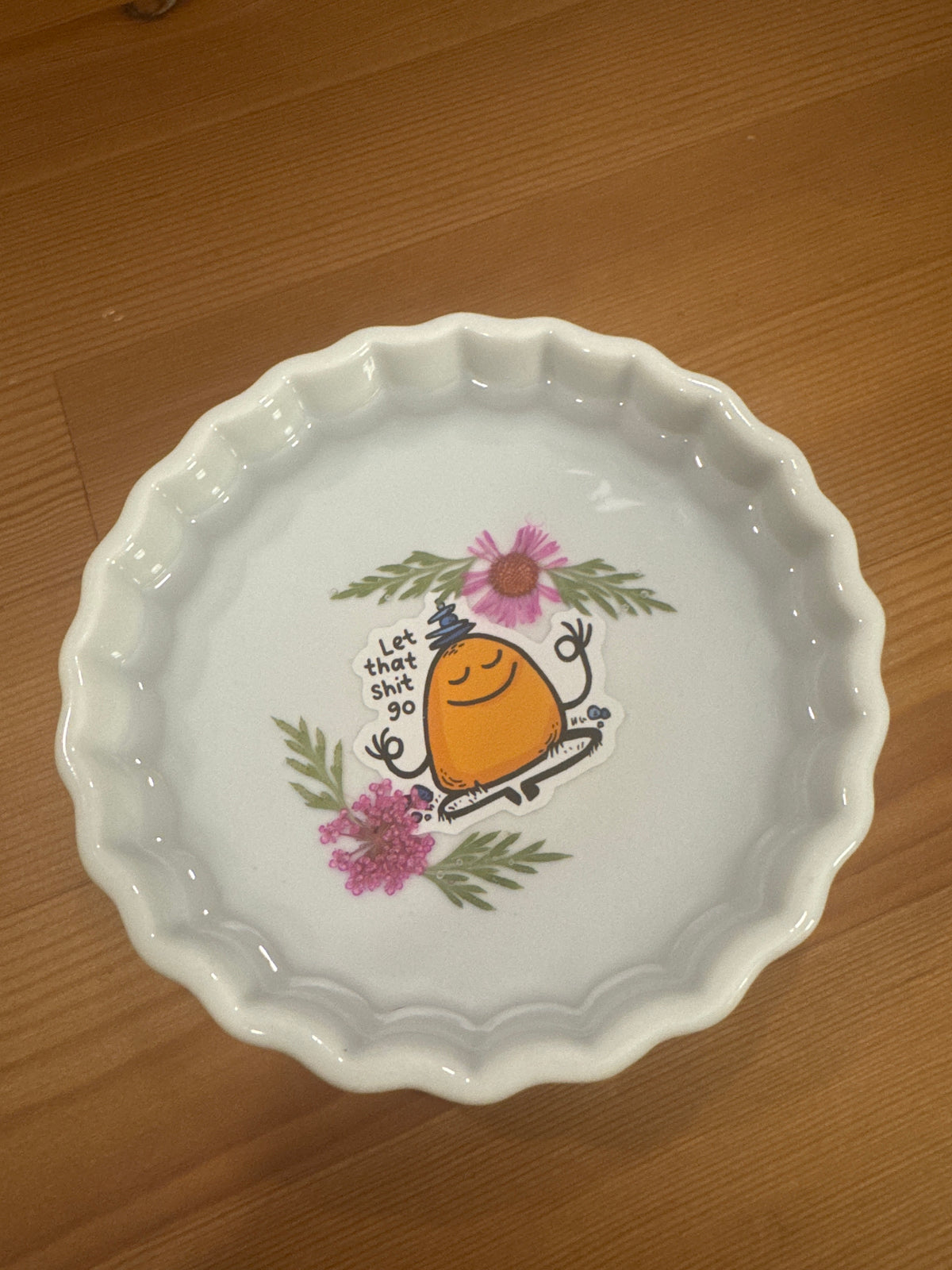 “Let That Shit Go” Small White Resin Glass Dish
