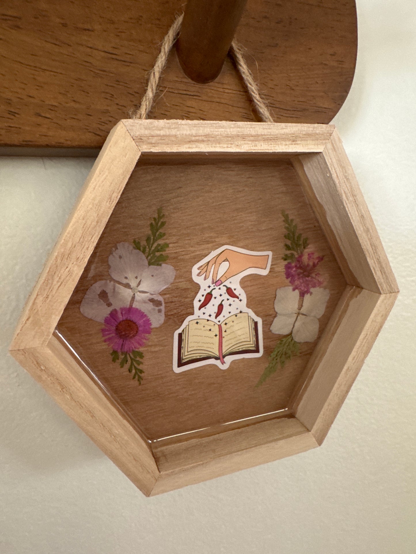 Red Pepper Spicy Book Small Hexagon Wood Frame