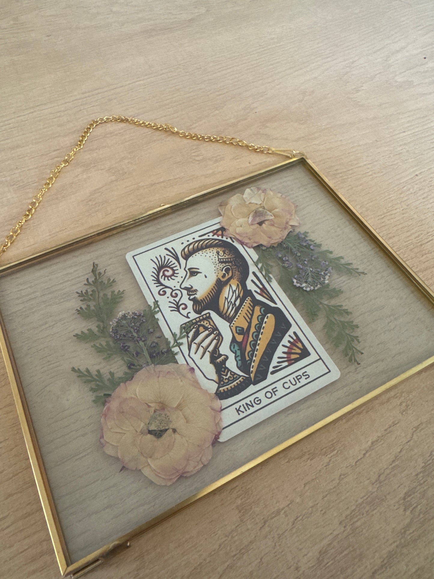 "King of Cups” Tarot Hanging Glass Frame