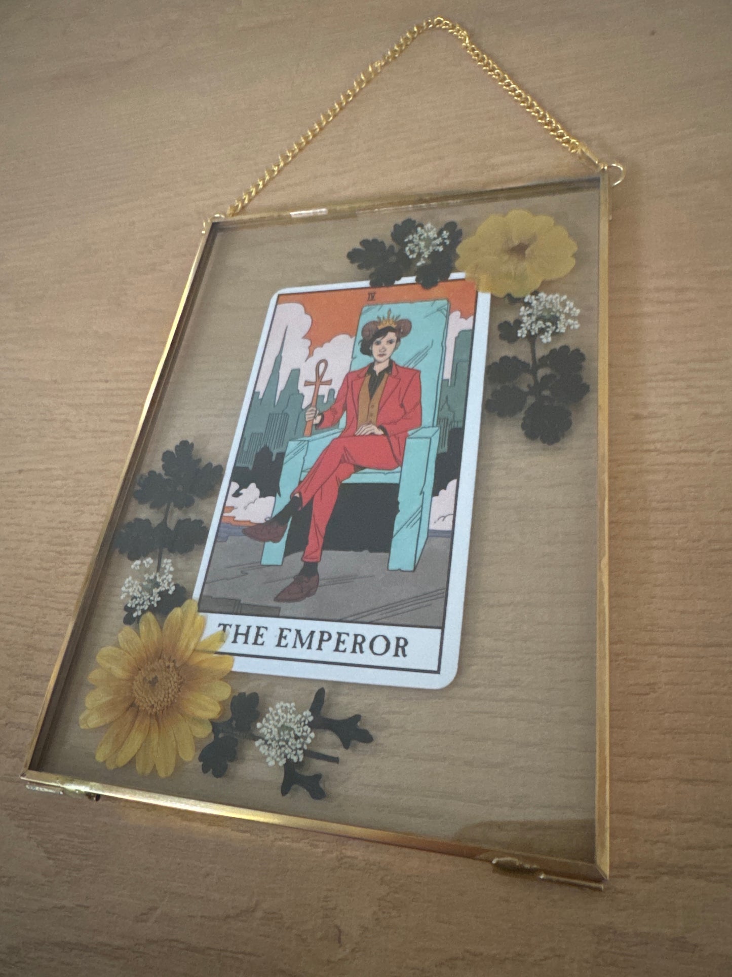 The Emperor Tarot Glass Hanging Frame 5x7”