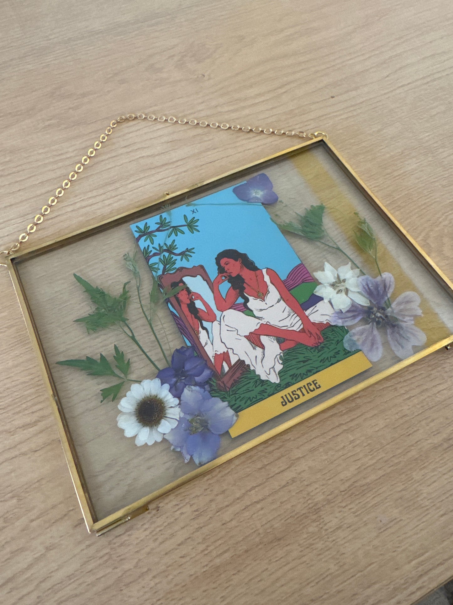 Justice Tarot Glass Hanging Frame 5x7”