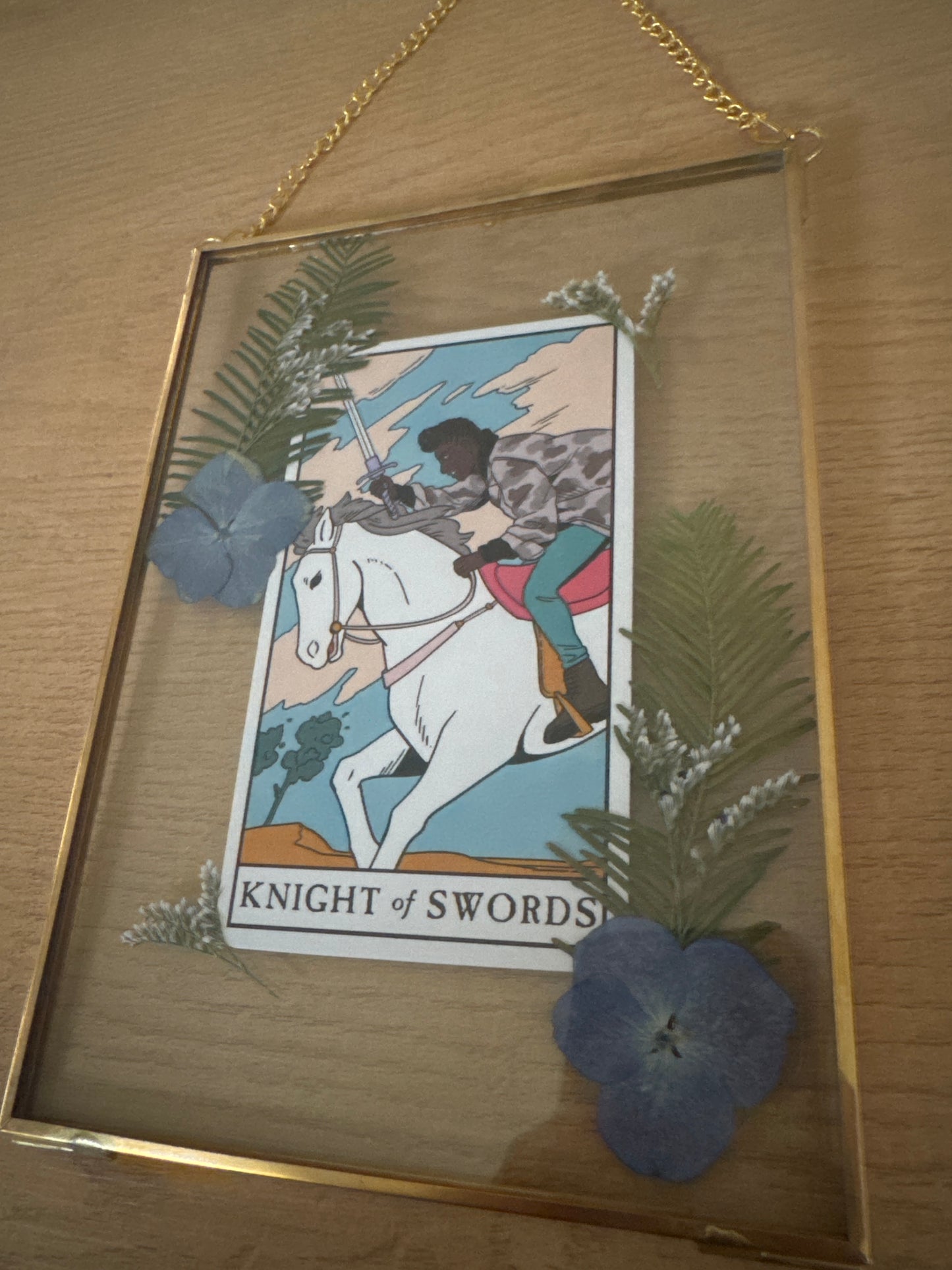 Knight of Swords Tarot Hanging Glass Frame