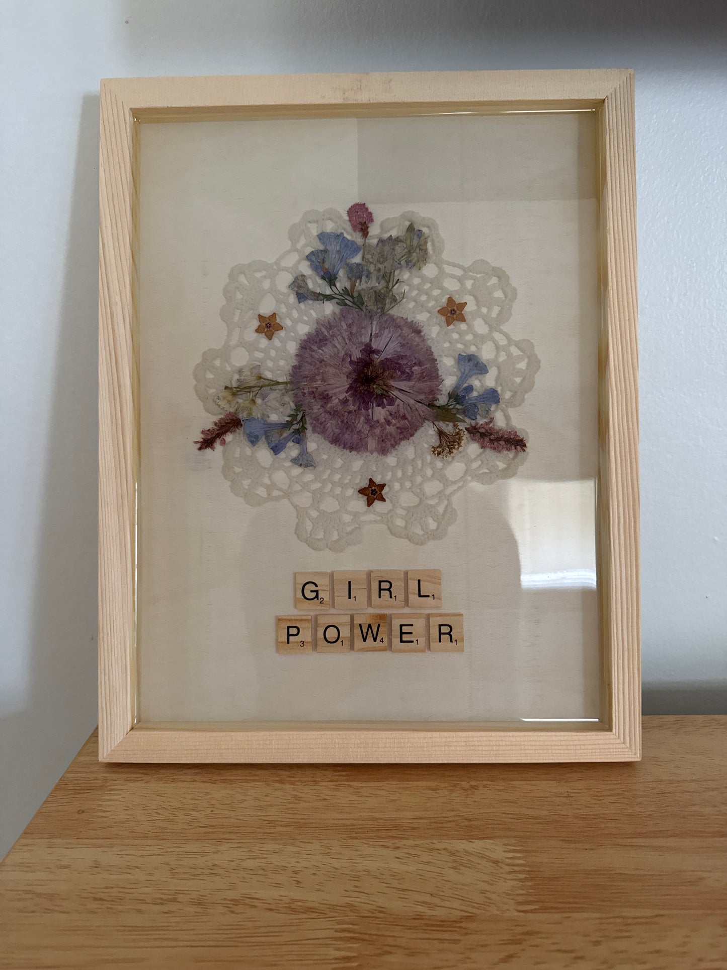 “Girl Power” Pressed Flower Resin Art Piece