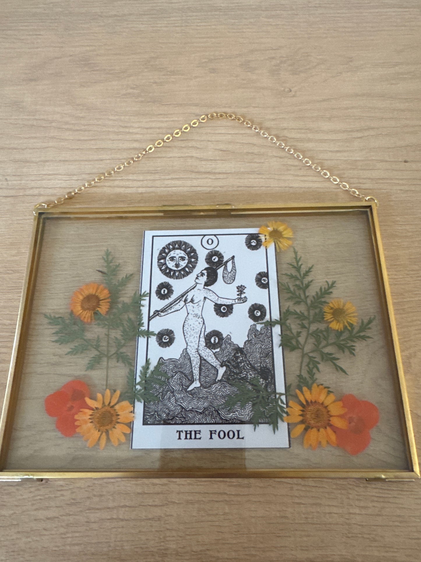 The Fool Tarot Glass Hanging Frame 5x7”