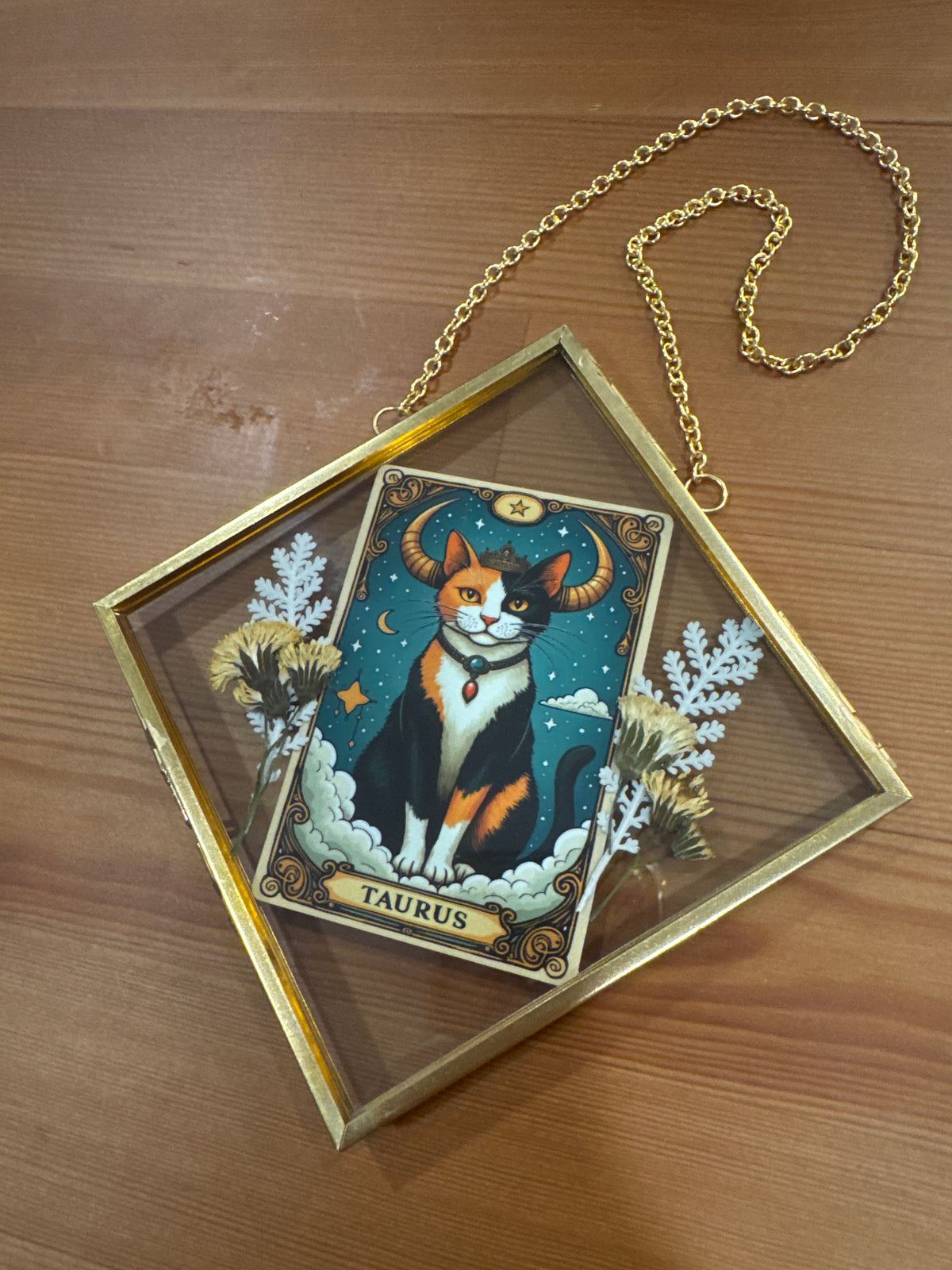 Taurus Cat Zodiac Birth Sign Glass Frame