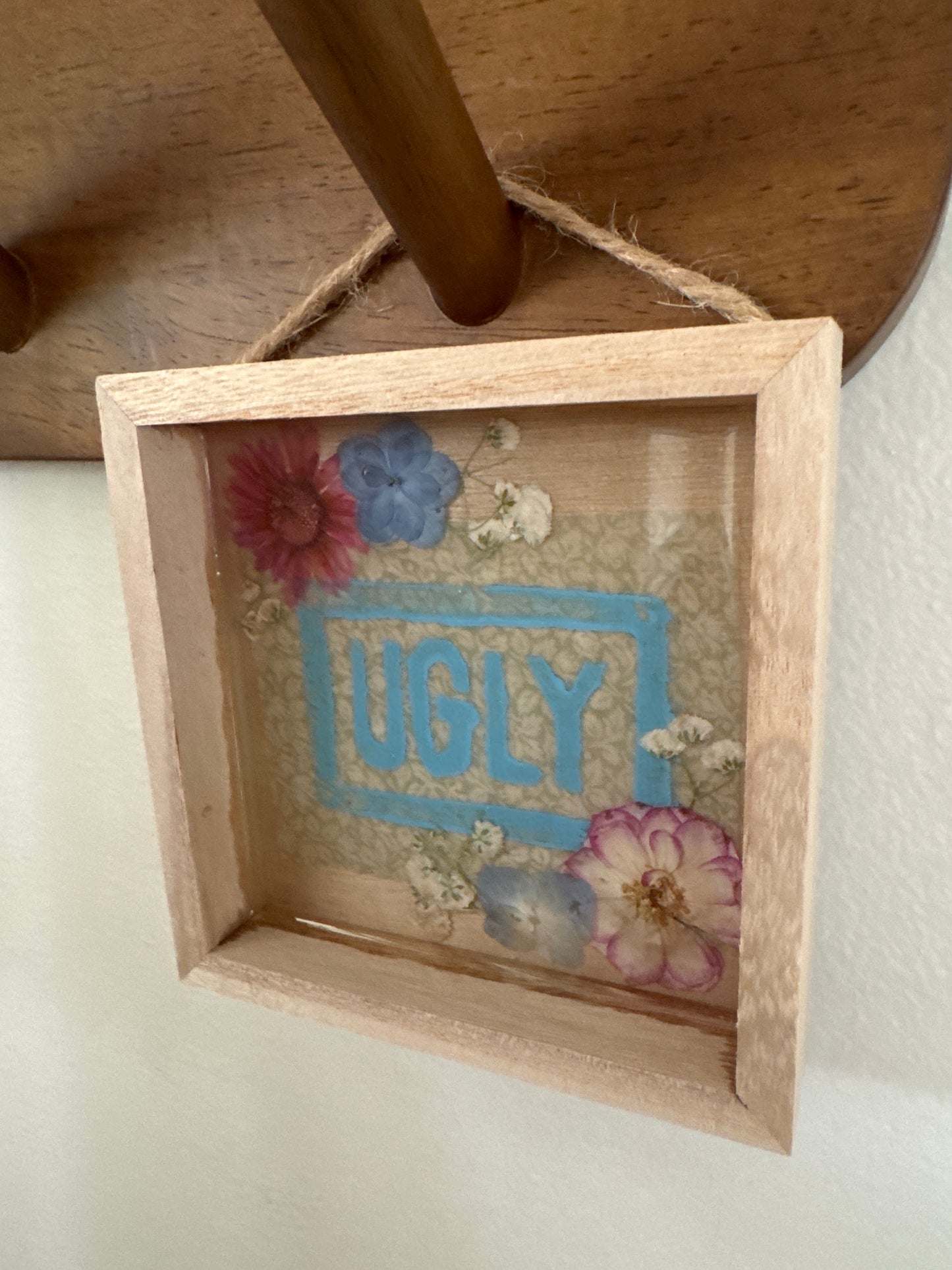 “Ugly” Floral Pressed Flower Small Square Wood Frame