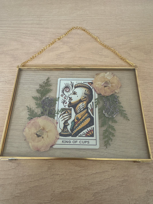 "King of Cups” Tarot Hanging Glass Frame