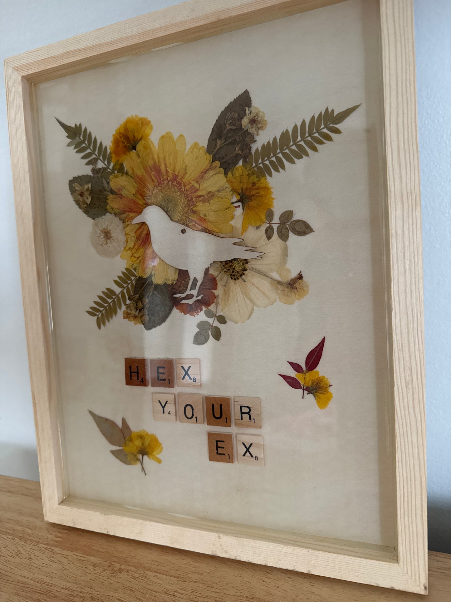 “Hex Your Ex” Pressed Flower Resin Art Piece