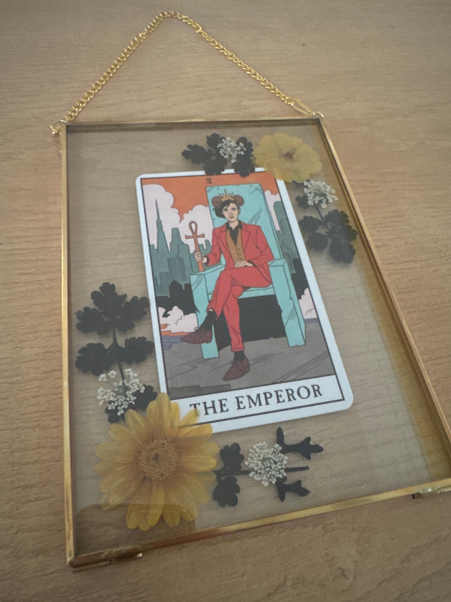 The Emperor Tarot Glass Hanging Frame 5x7”