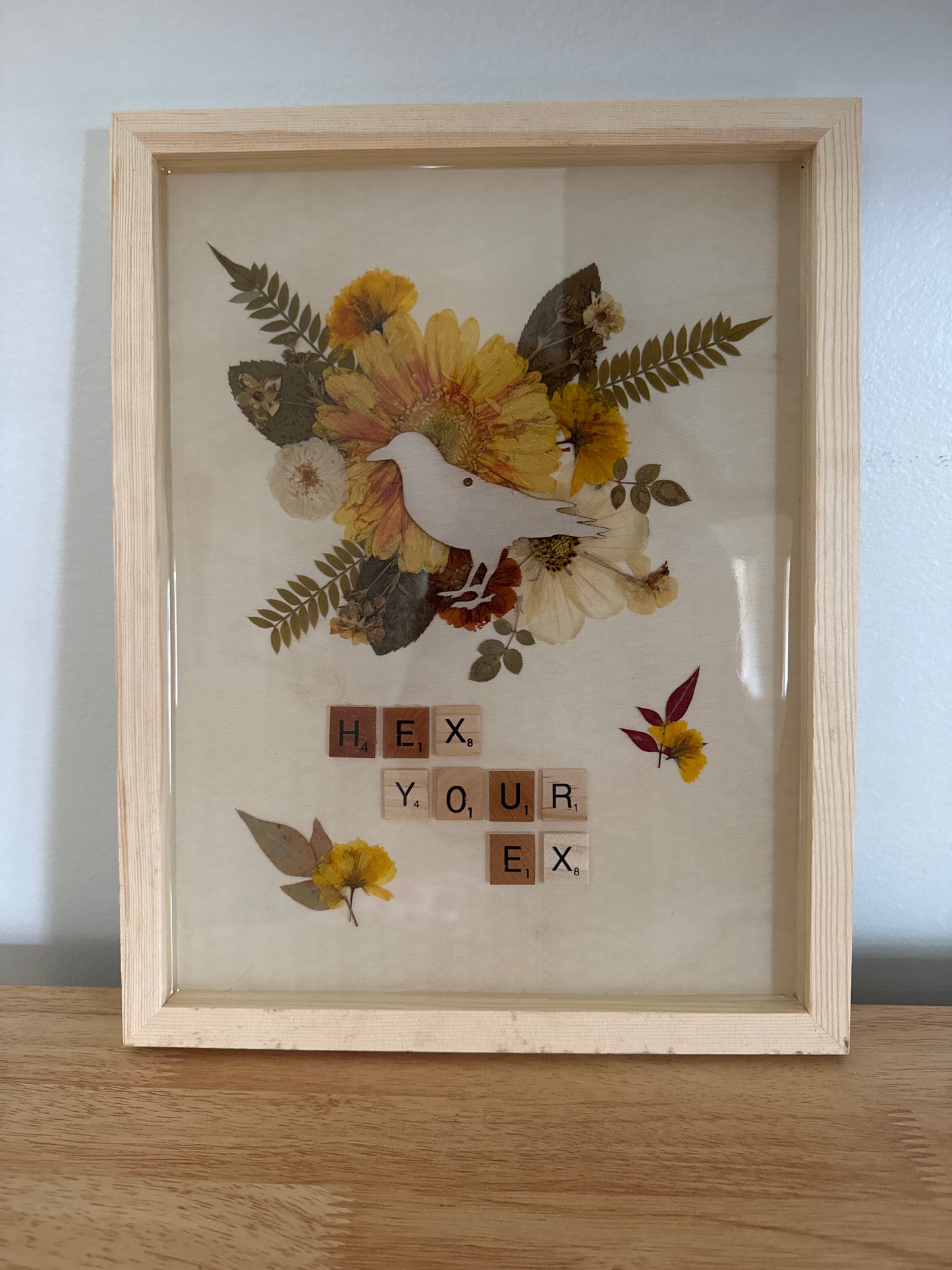 “Hex Your Ex” Pressed Flower Resin Art Piece