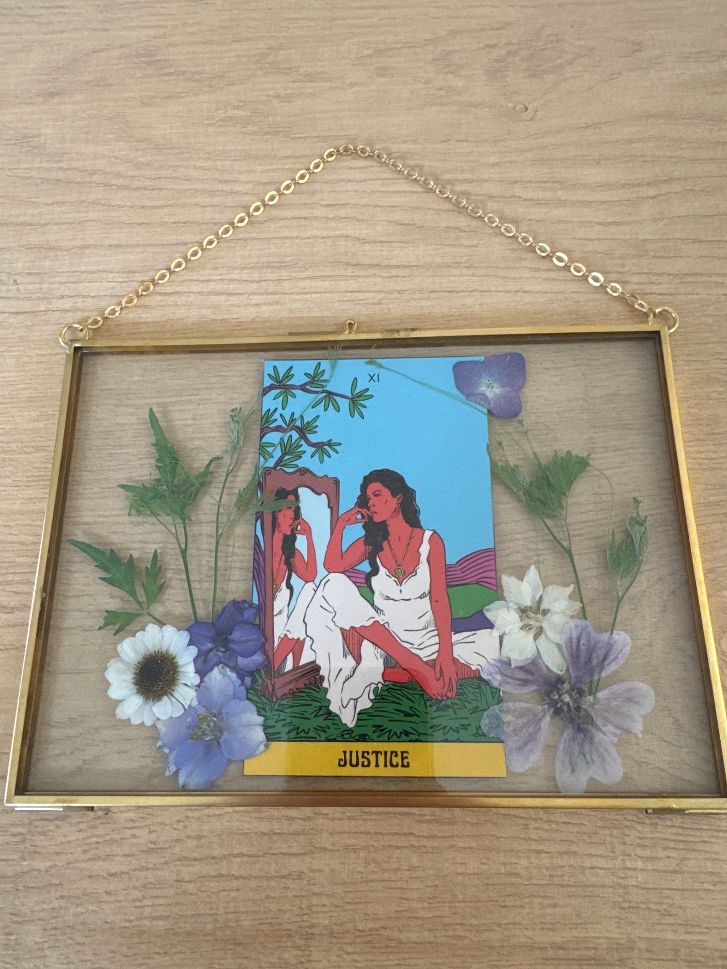 Justice Tarot Glass Hanging Frame 5x7”