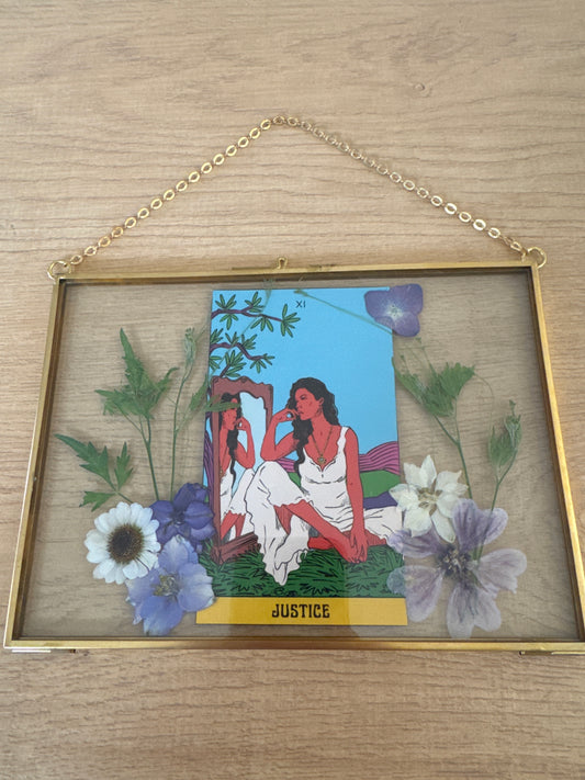 Justice Tarot Glass Hanging Frame 5x7”