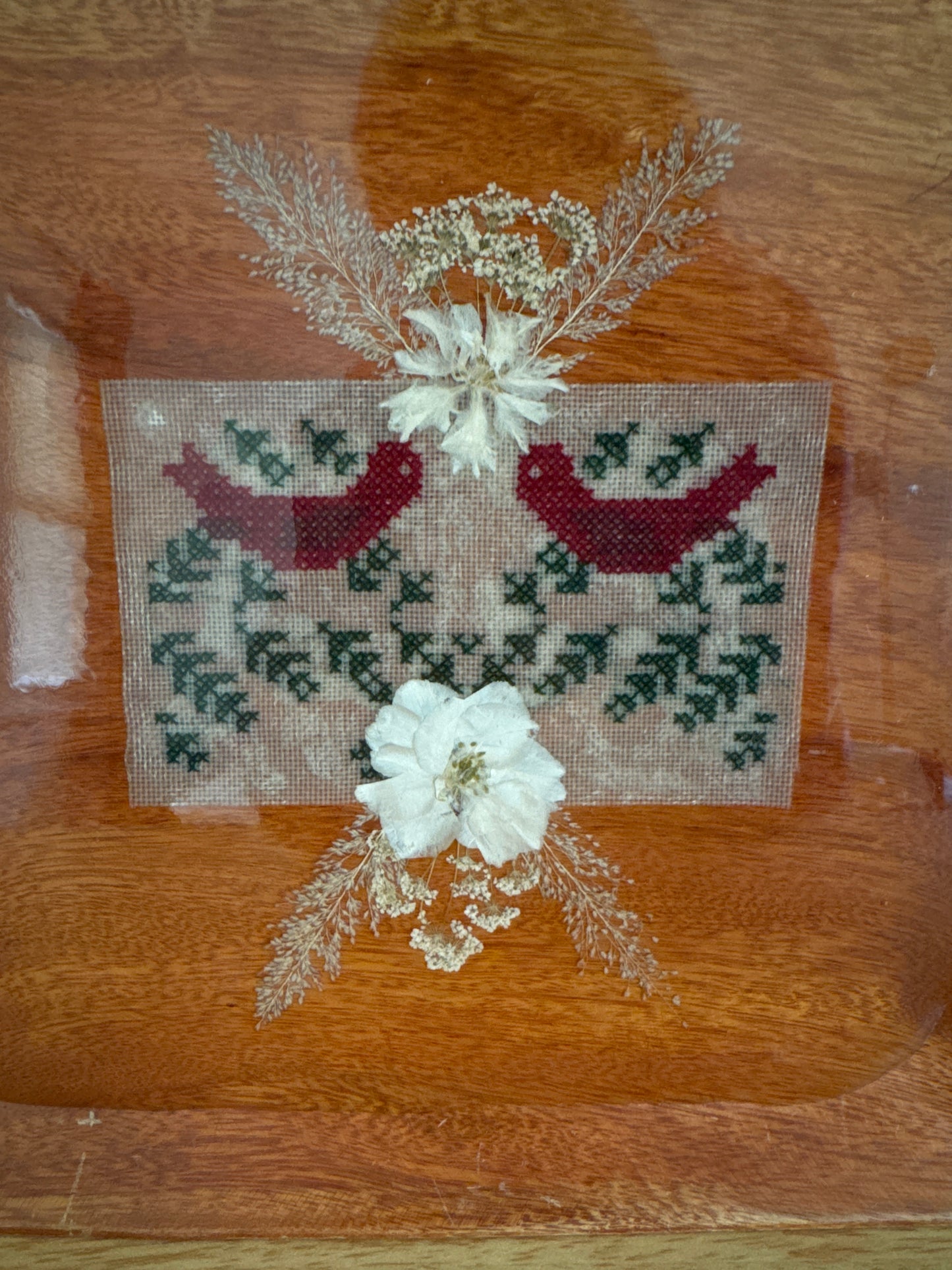 Norwegian Cross-stitch Pressed Flower Resin Tray/Plate