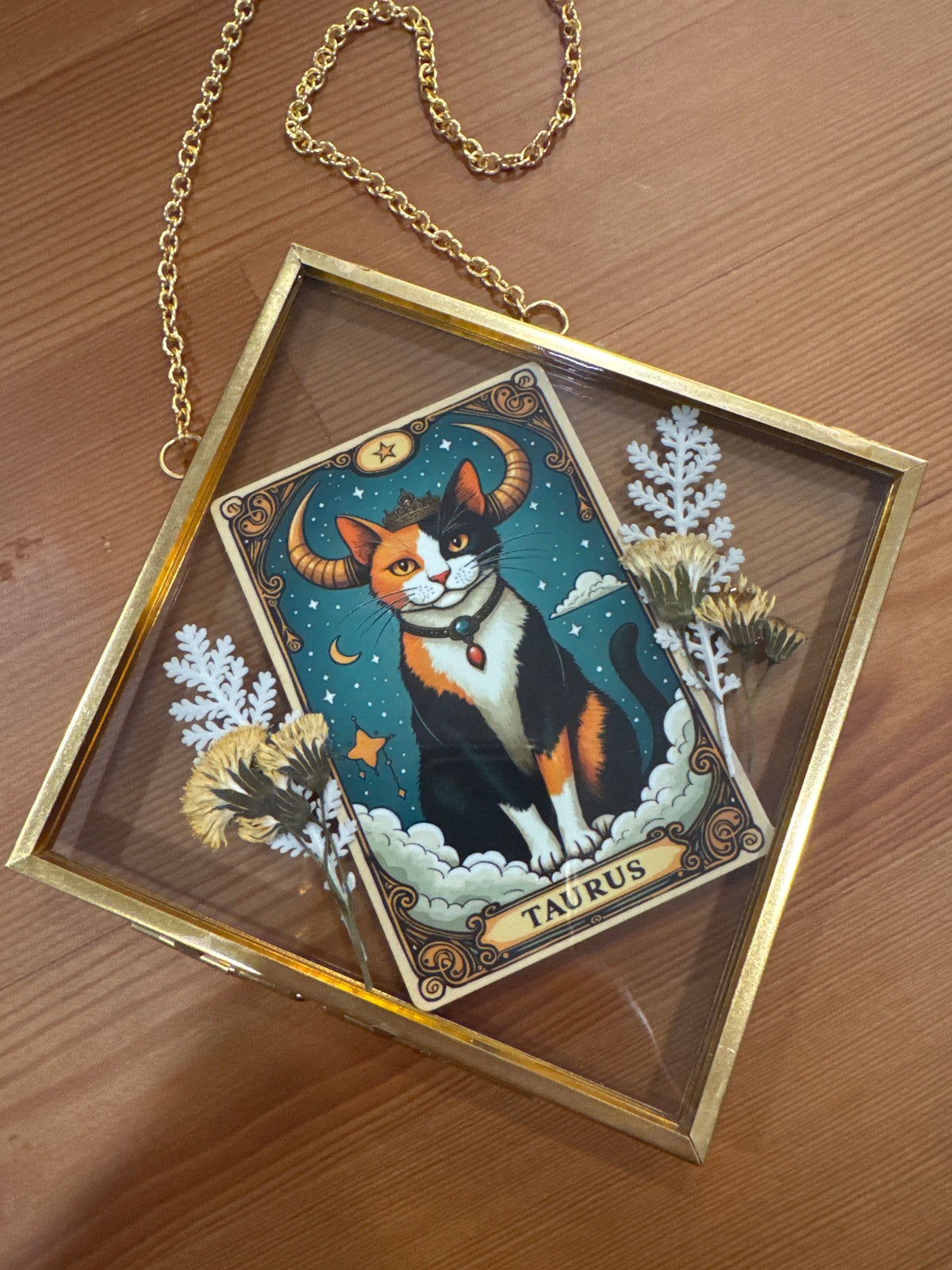 Taurus Cat Zodiac Birth Sign Glass Frame