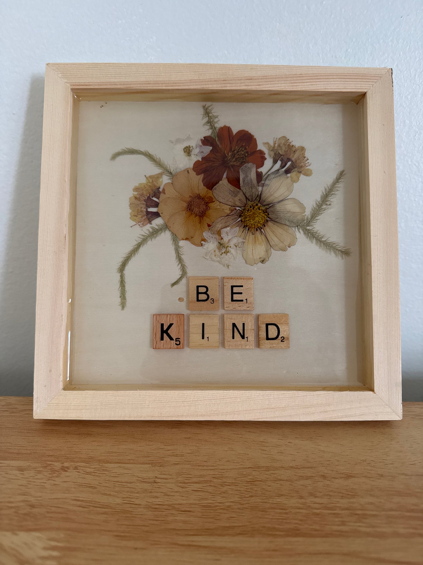 “Be Kind” Pressed Flower Resin Art Piece