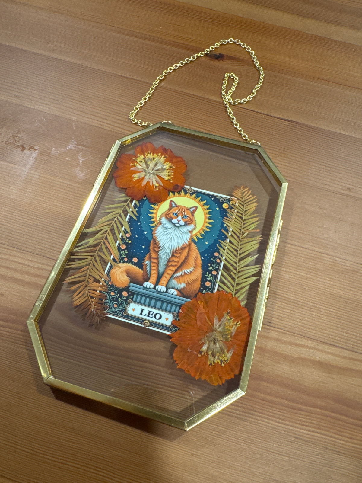 Leo Cat Zodiac Birth Sign Glass Frame