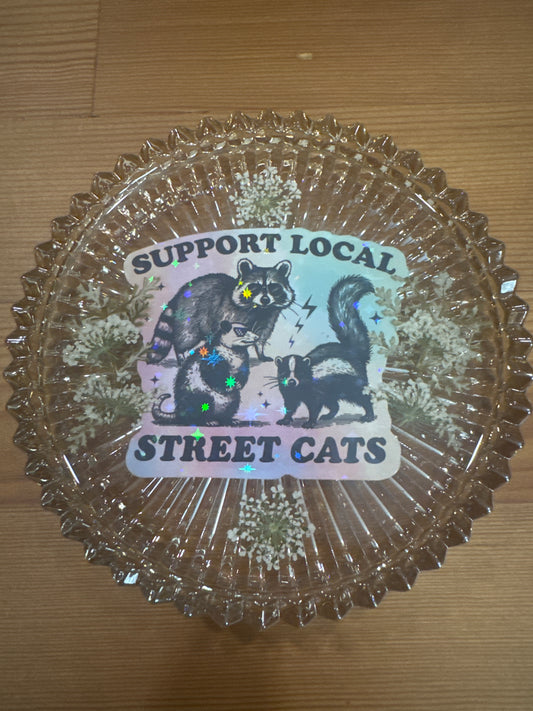 “Support Local Street Cats” Pressed Flower Resin Glass Dish