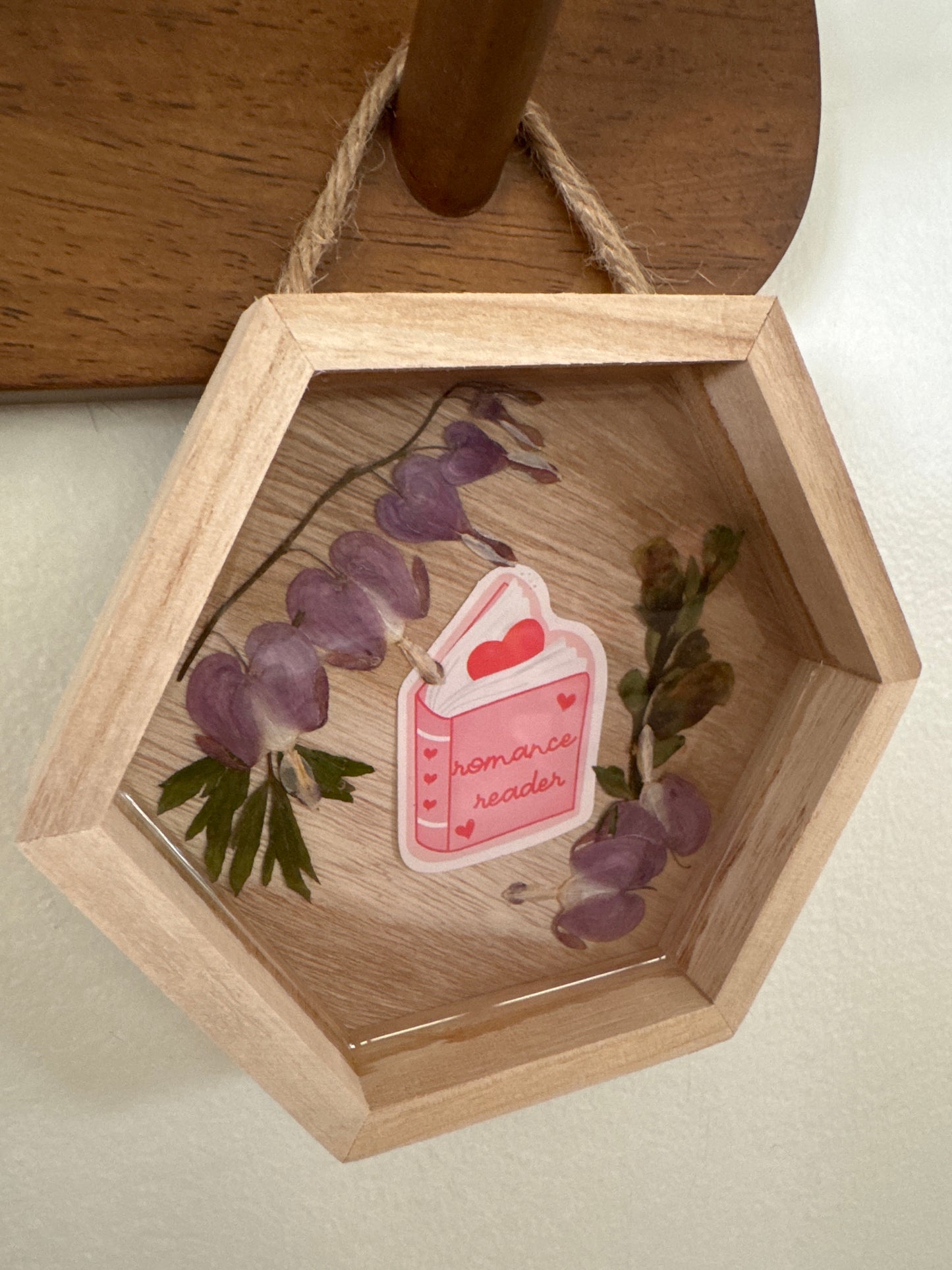 “Romance Reader” Book Small Hexagon Wood Frame