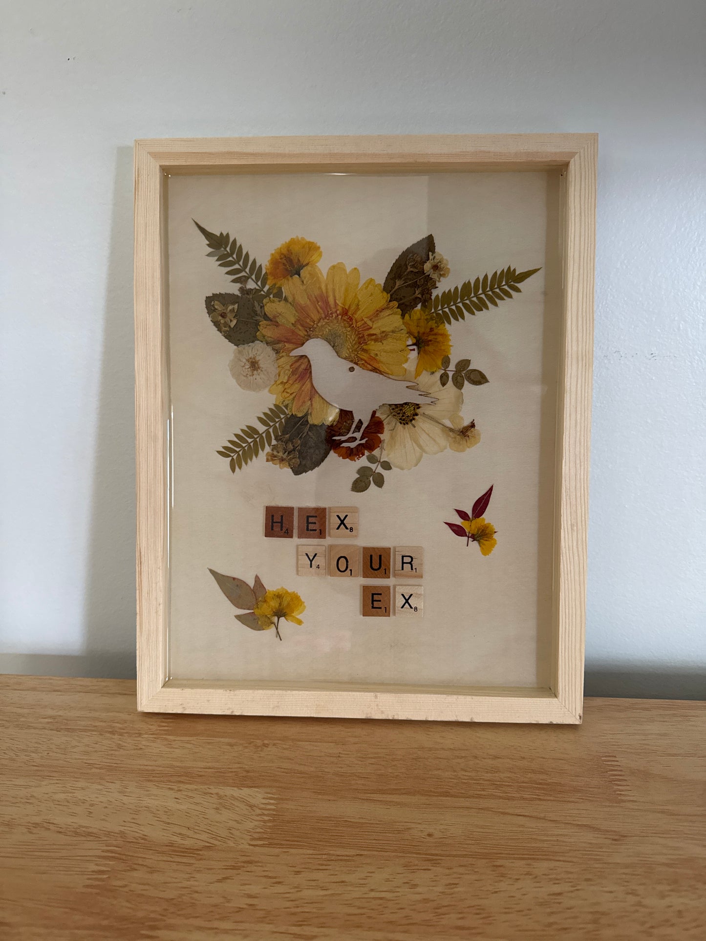 “Hex Your Ex” Pressed Flower Resin Art Piece