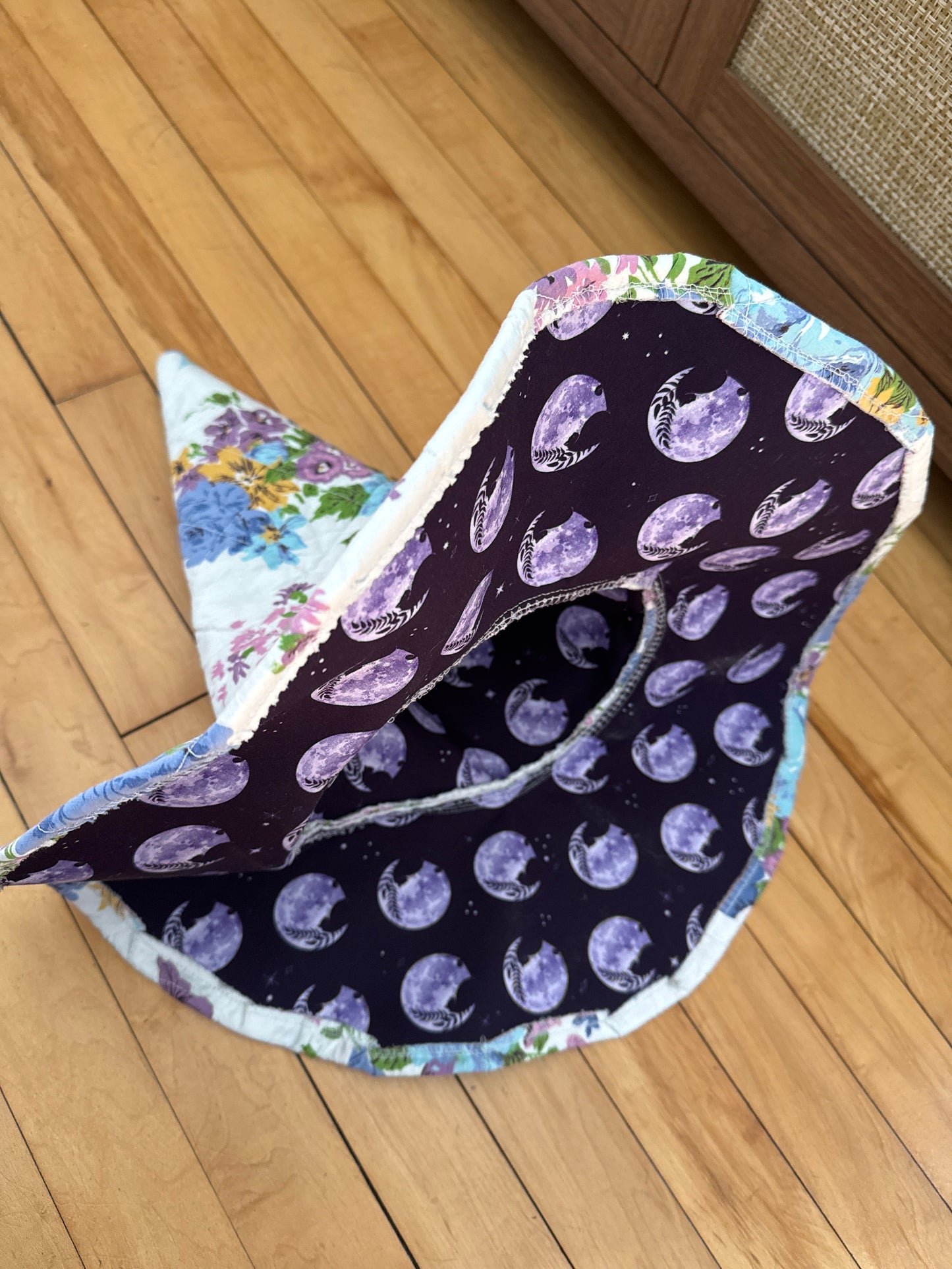 Blue and Lavender Quilted Witch Hat 22-23”