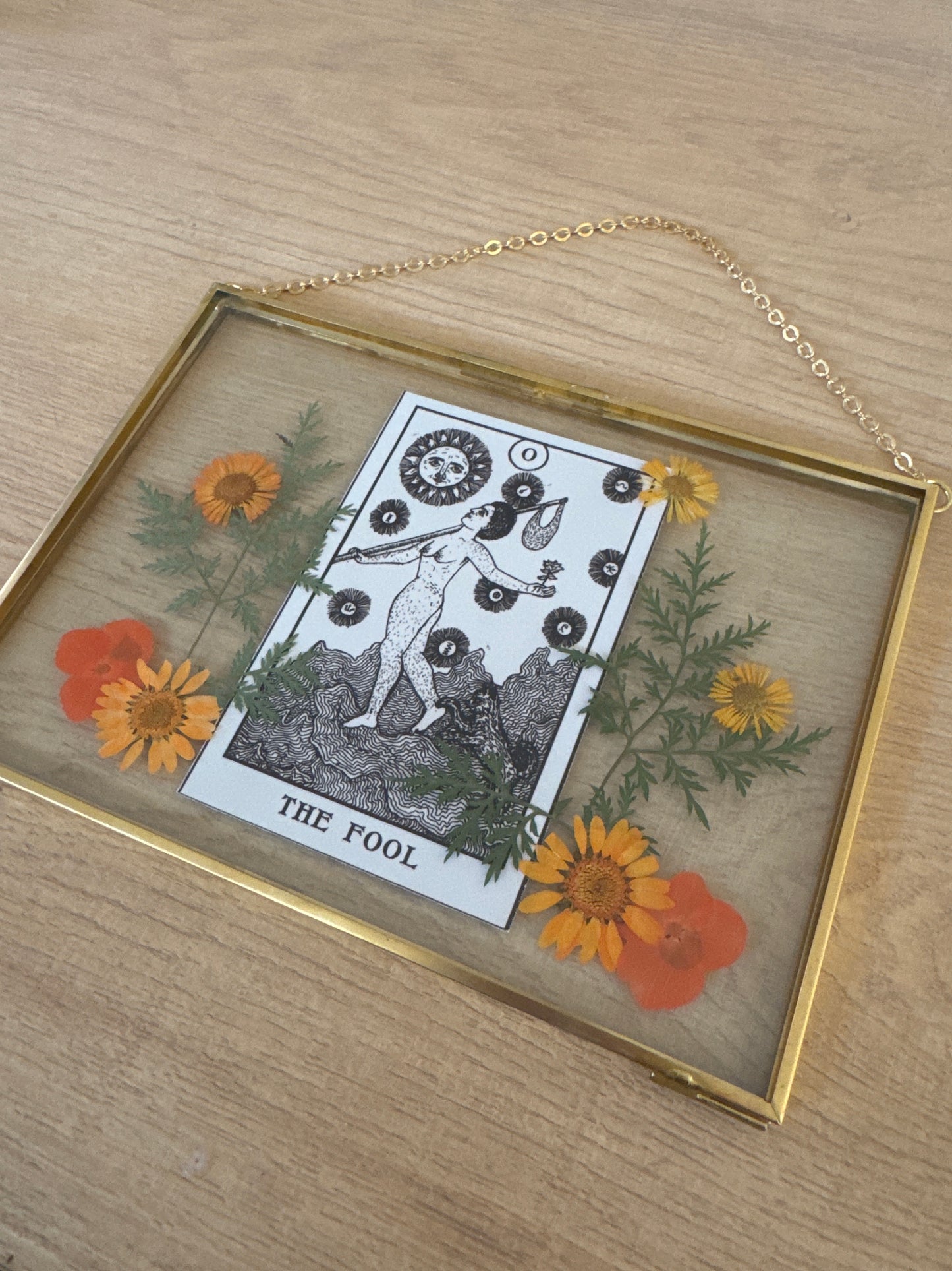 The Fool Tarot Glass Hanging Frame 5x7”