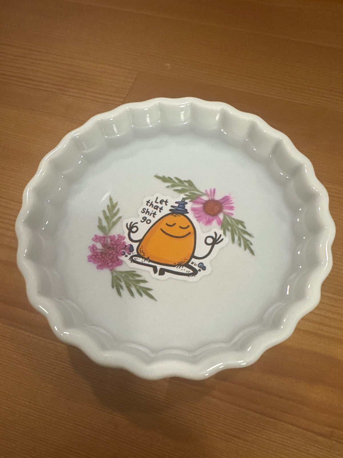 “Let That Shit Go” Small White Resin Glass Dish