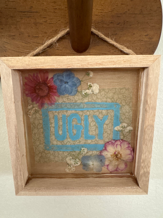 “Ugly” Floral Pressed Flower Small Square Wood Frame