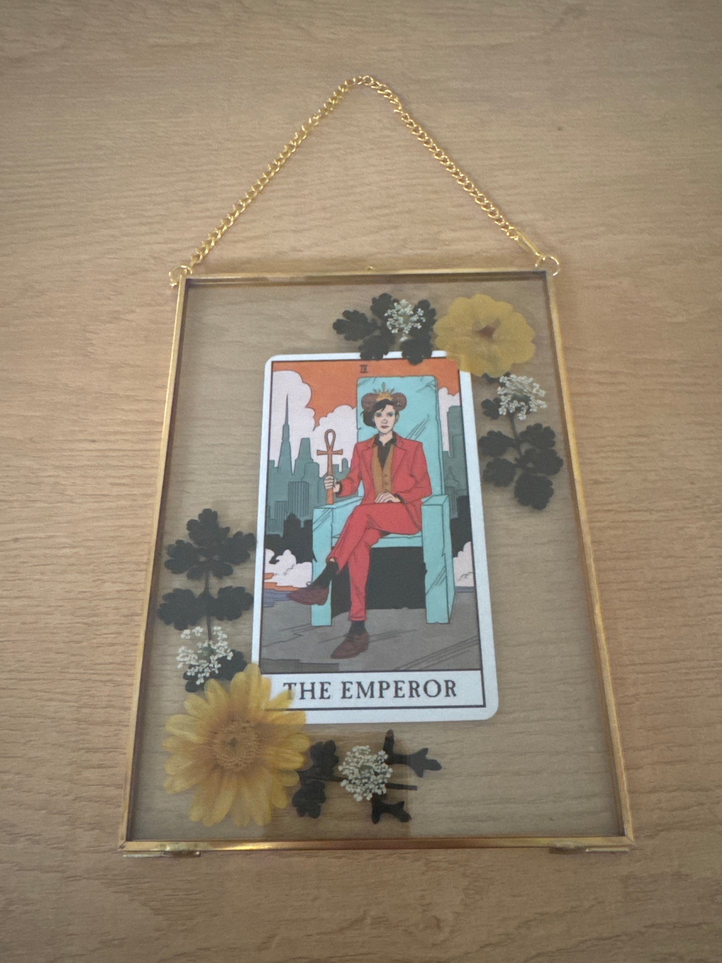 The Emperor Tarot Glass Hanging Frame 5x7”