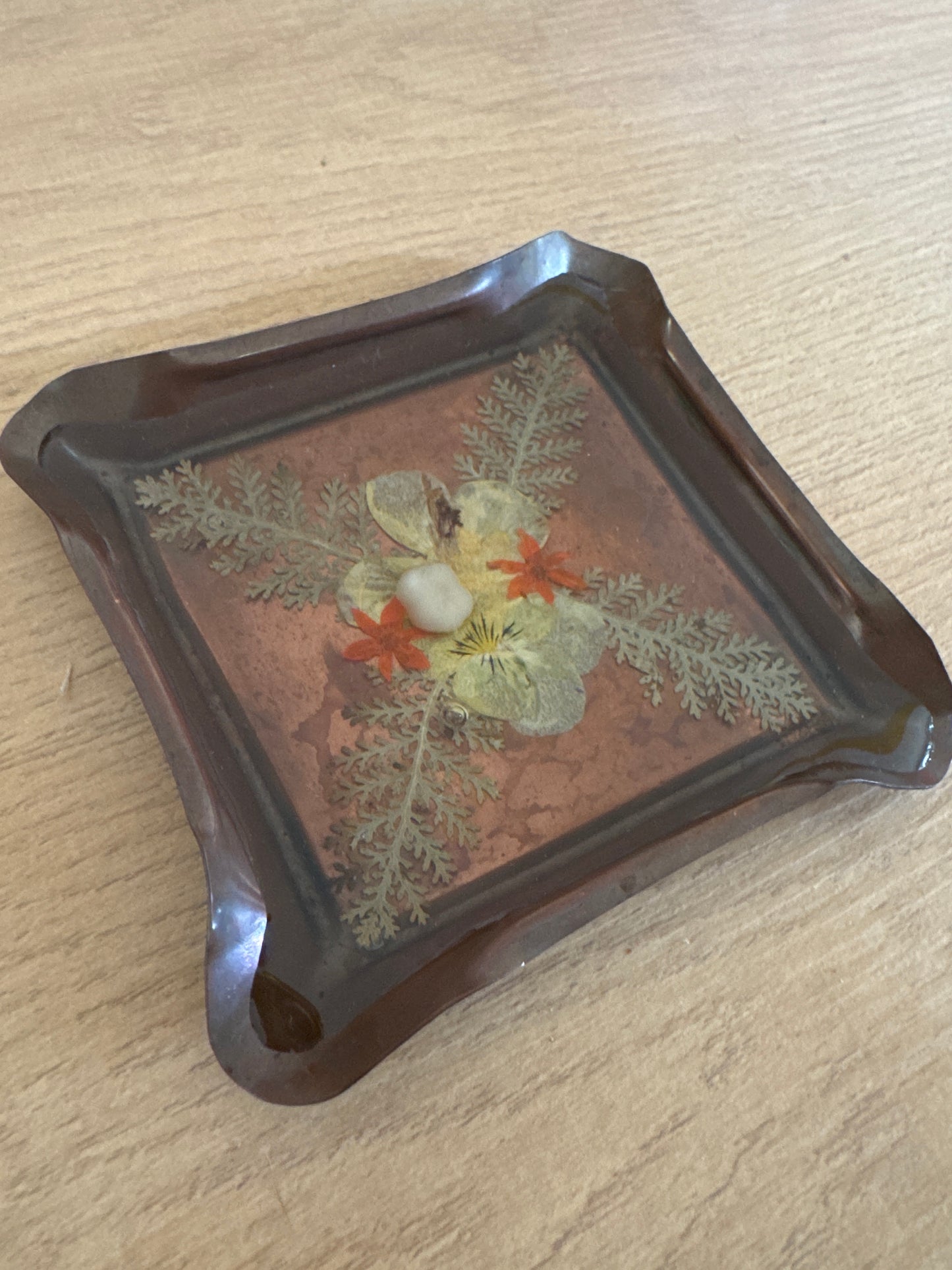 Small Metal Pressed Flower and Resin Tray