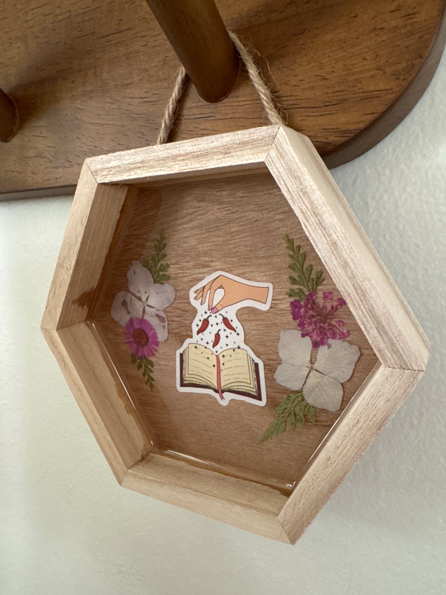Red Pepper Spicy Book Small Hexagon Wood Frame
