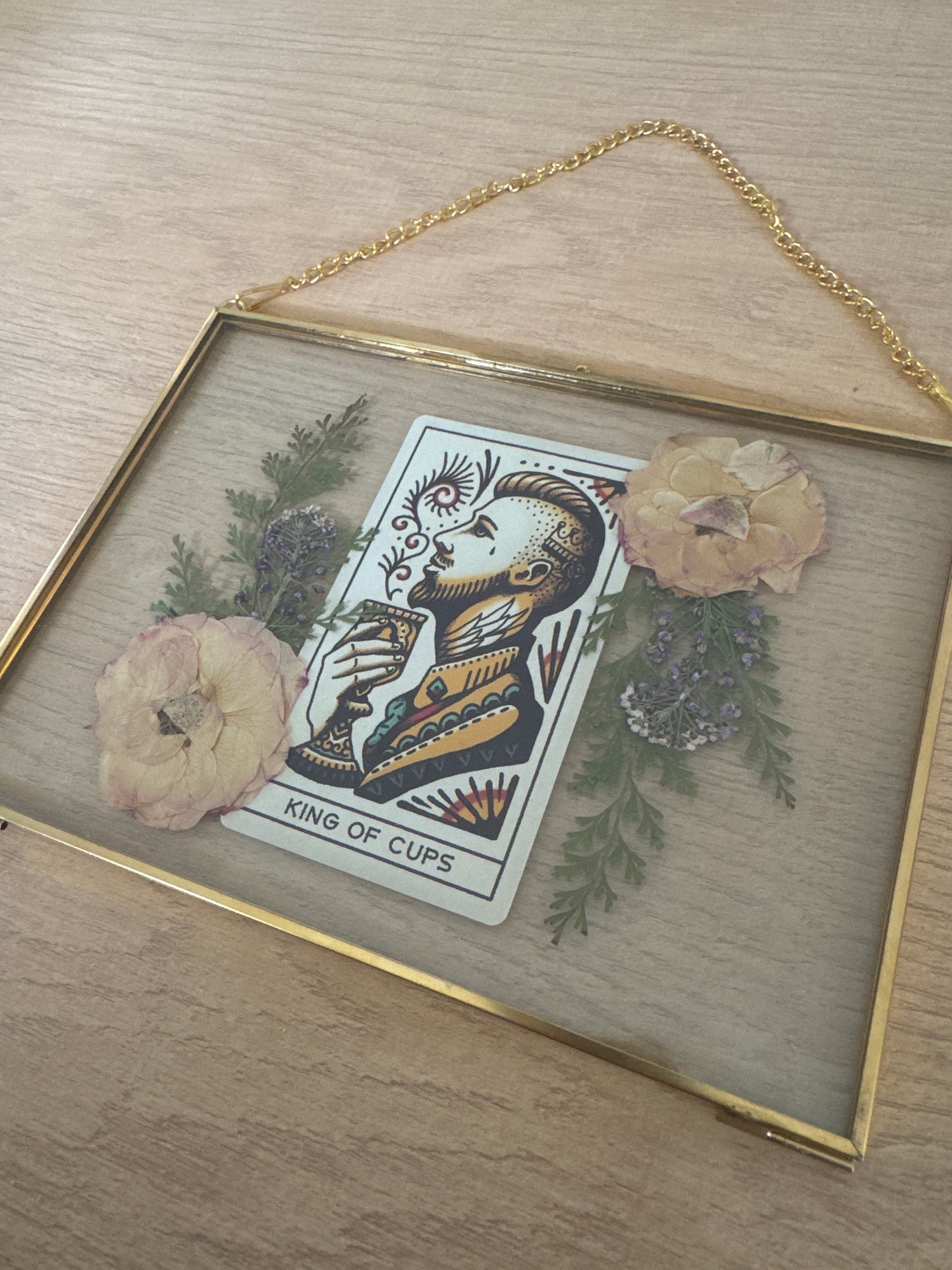 "King of Cups” Tarot Hanging Glass Frame