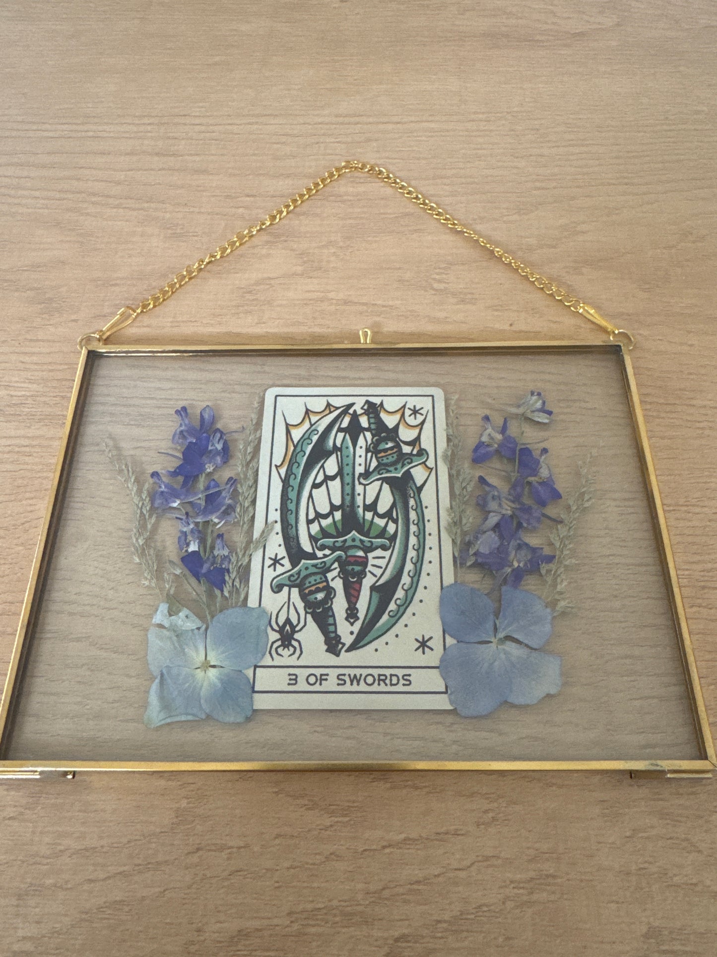 “Three of Swords” Tarot Hanging Glass Frame
