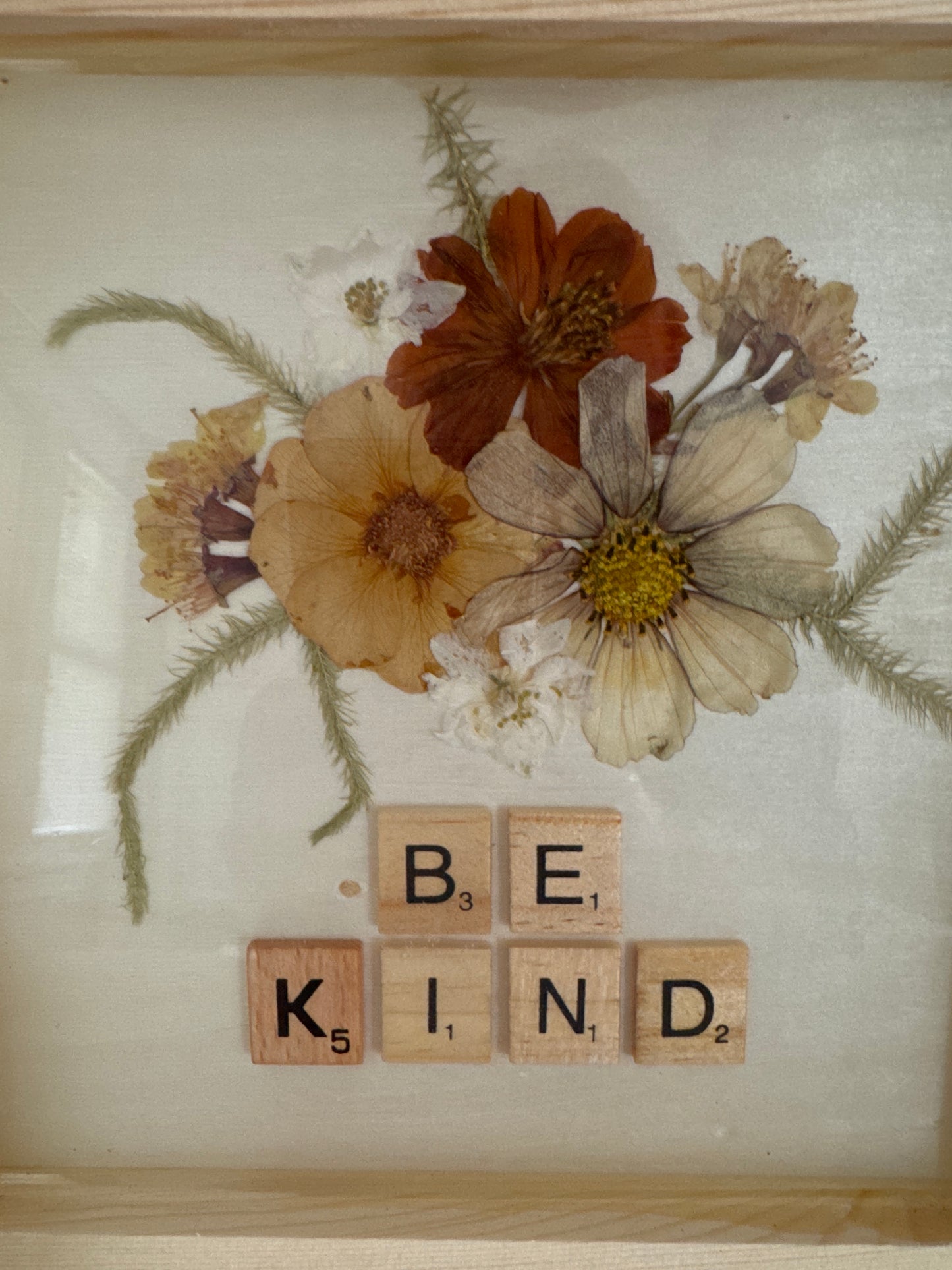 “Be Kind” Pressed Flower Resin Art Piece