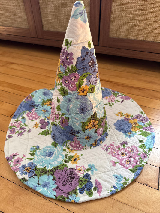 Blue and Lavender Quilted Witch Hat 22-23”