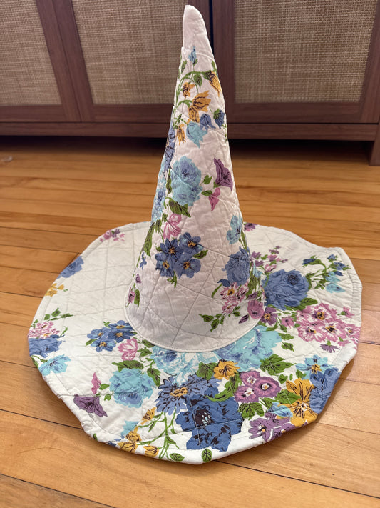 Blue and Lavender Quilted Witch Hat 22-23”
