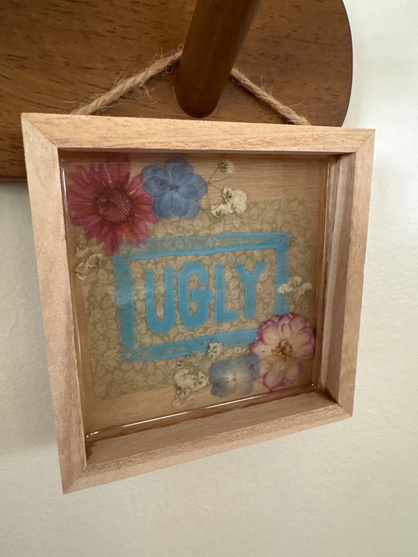“Ugly” Floral Pressed Flower Small Square Wood Frame