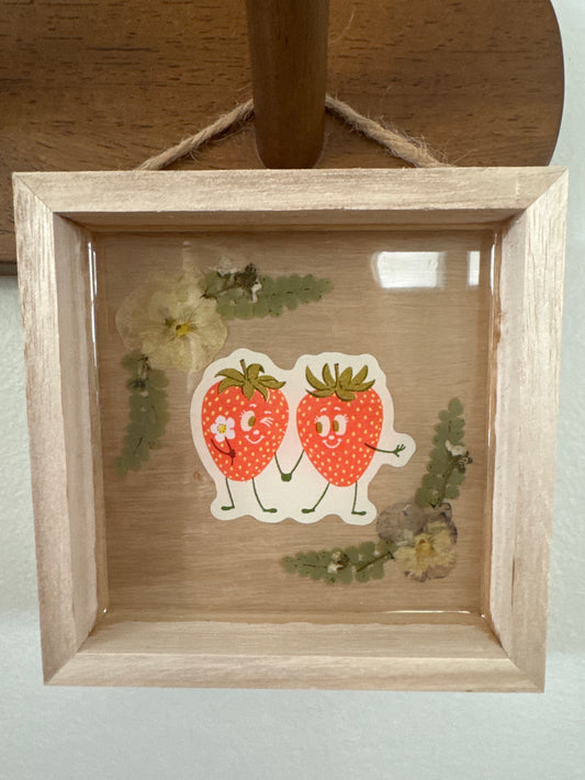 Strawberry Couple Wood Frame
