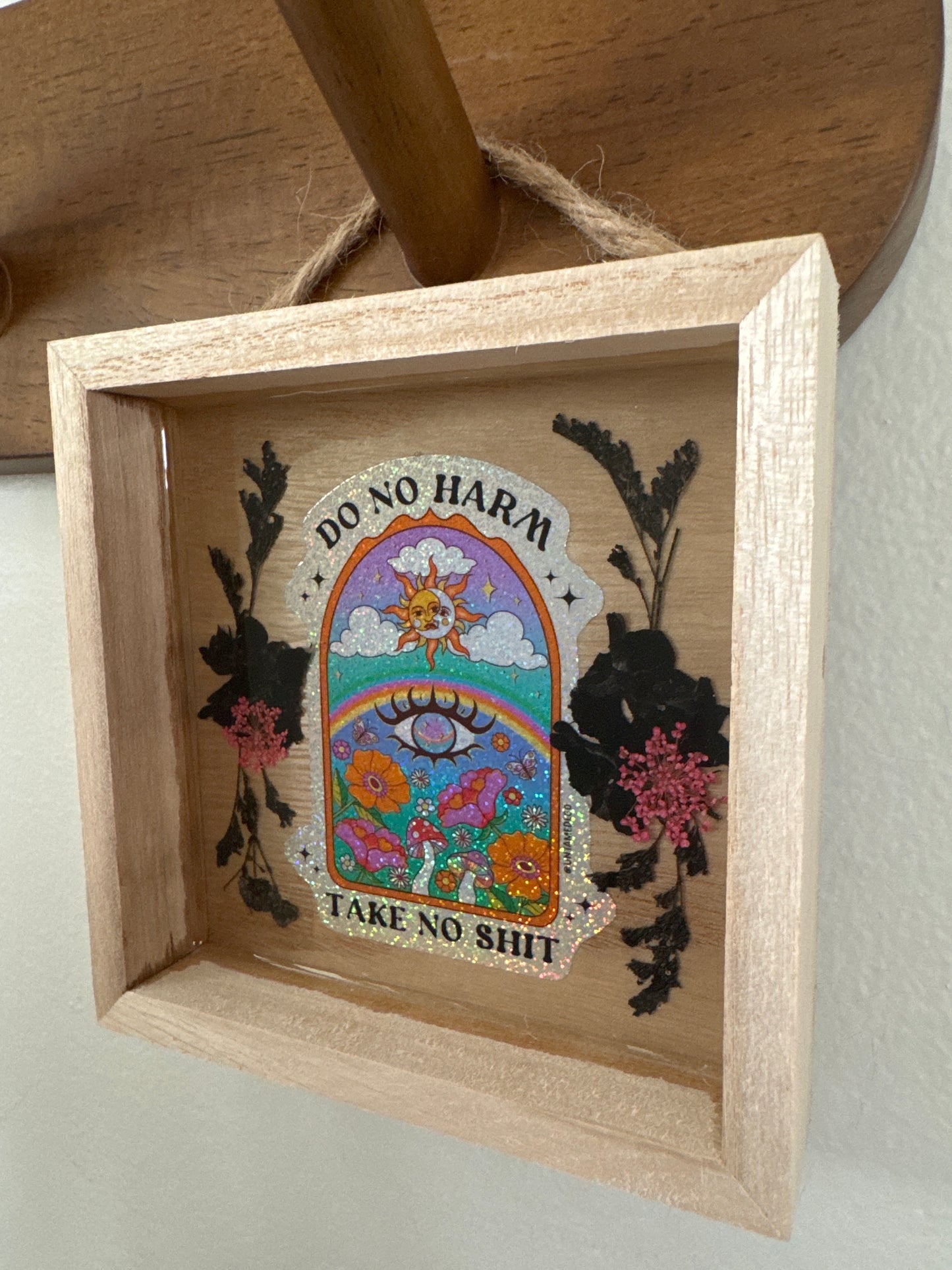“Do No Harm, Take No Shit” Wood Frame