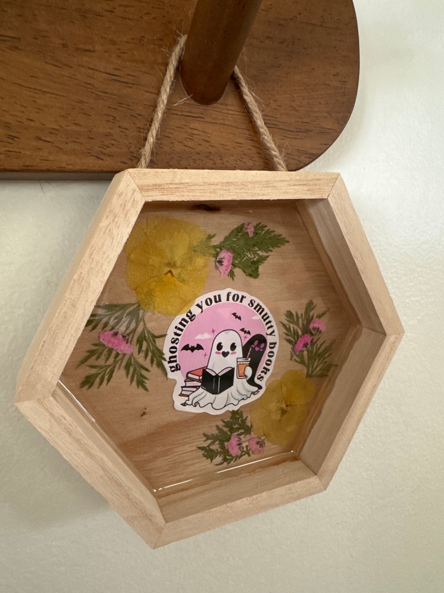 “Ghosting You For Smutty Books” Ghost Pressed Flower Small Wood Frame