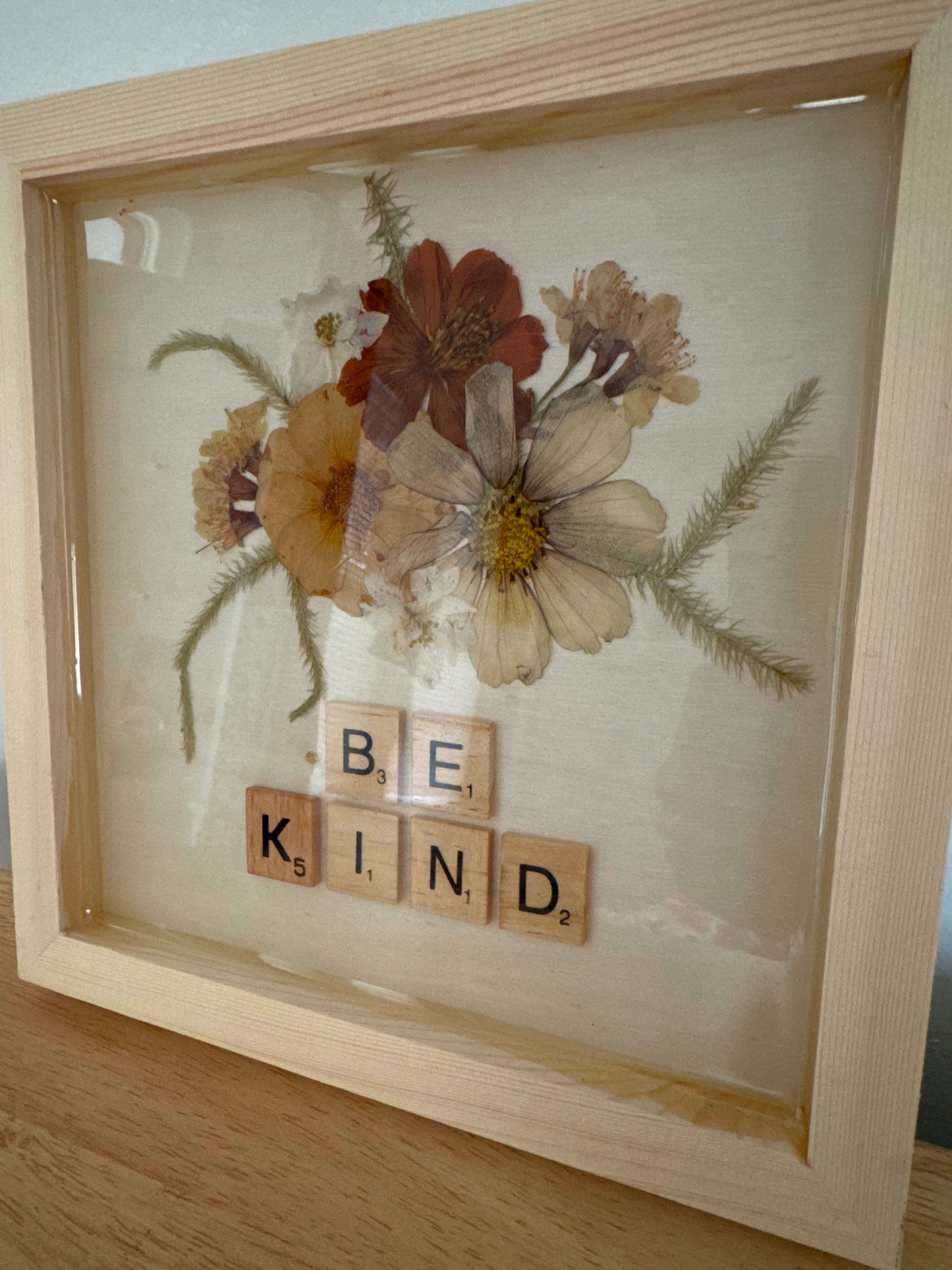 “Be Kind” Pressed Flower Resin Art Piece