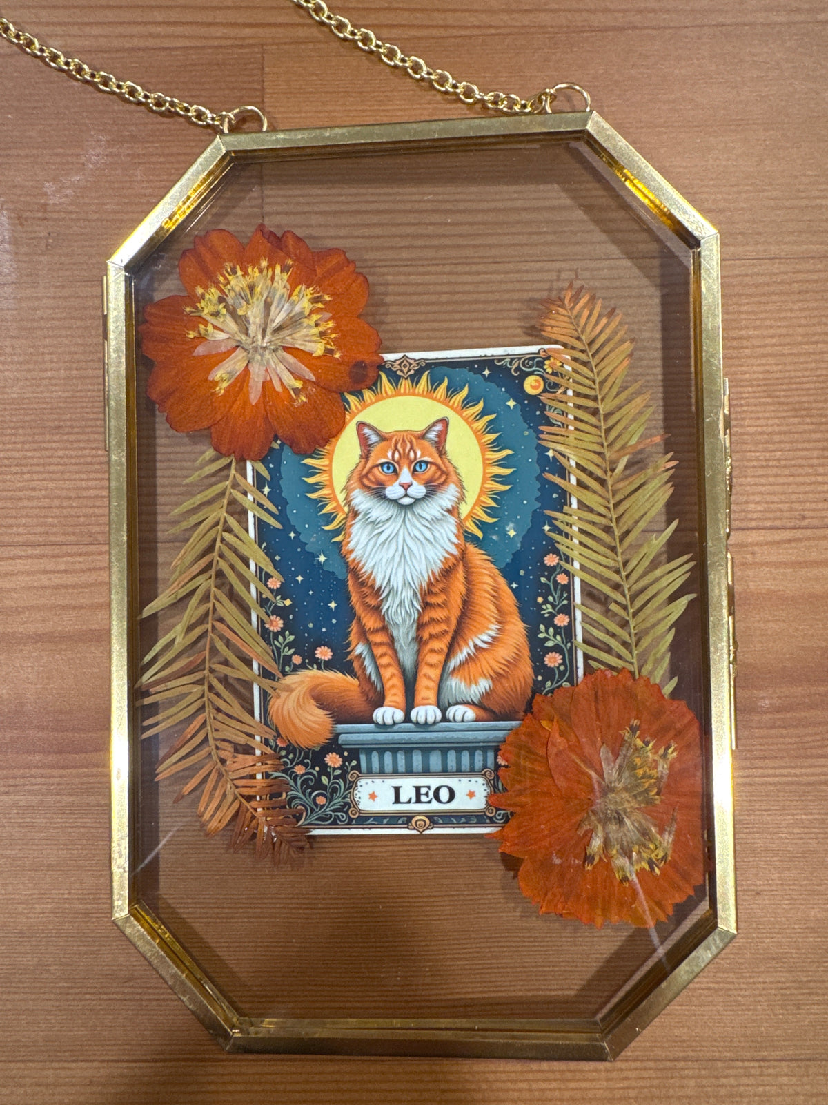 Leo Cat Zodiac Birth Sign Glass Frame