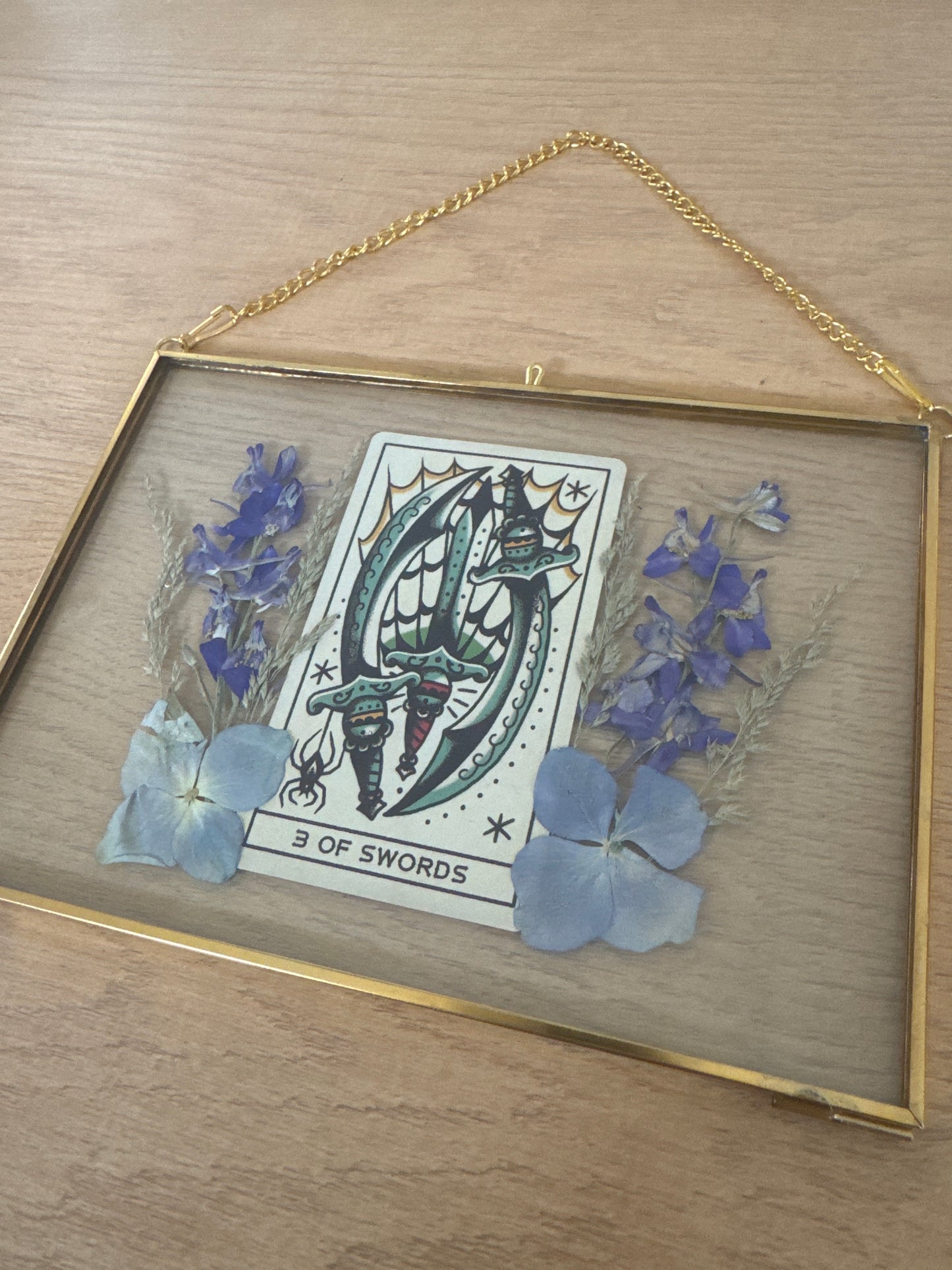 “Three of Swords” Tarot Hanging Glass Frame