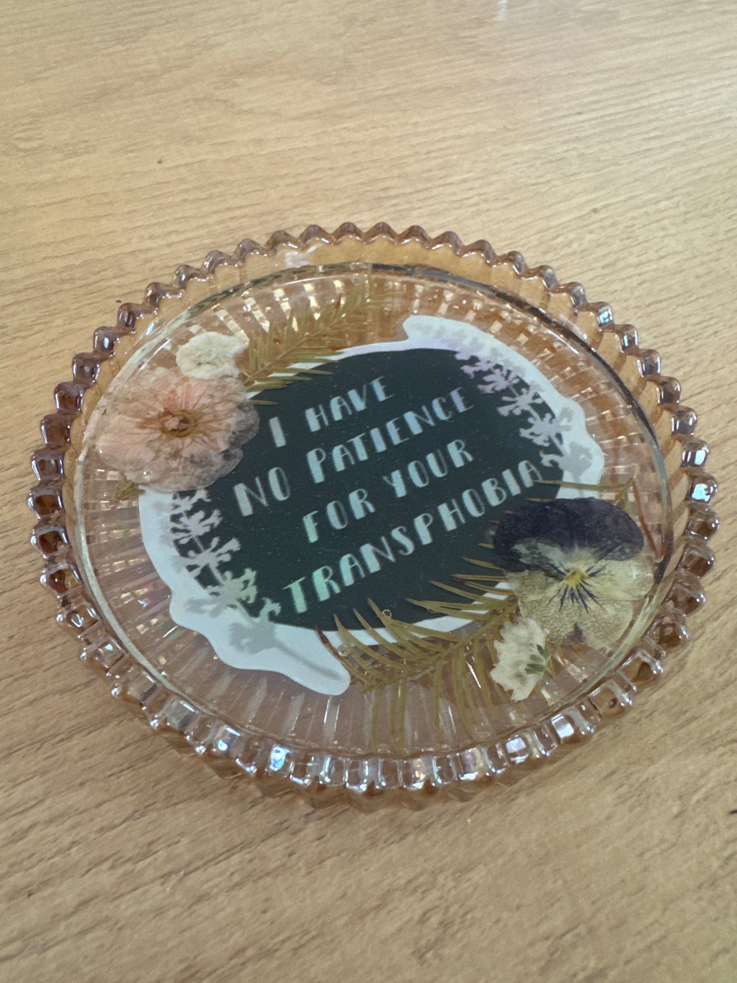 “I Have No Patience For Your Transphobia” Glass Dish