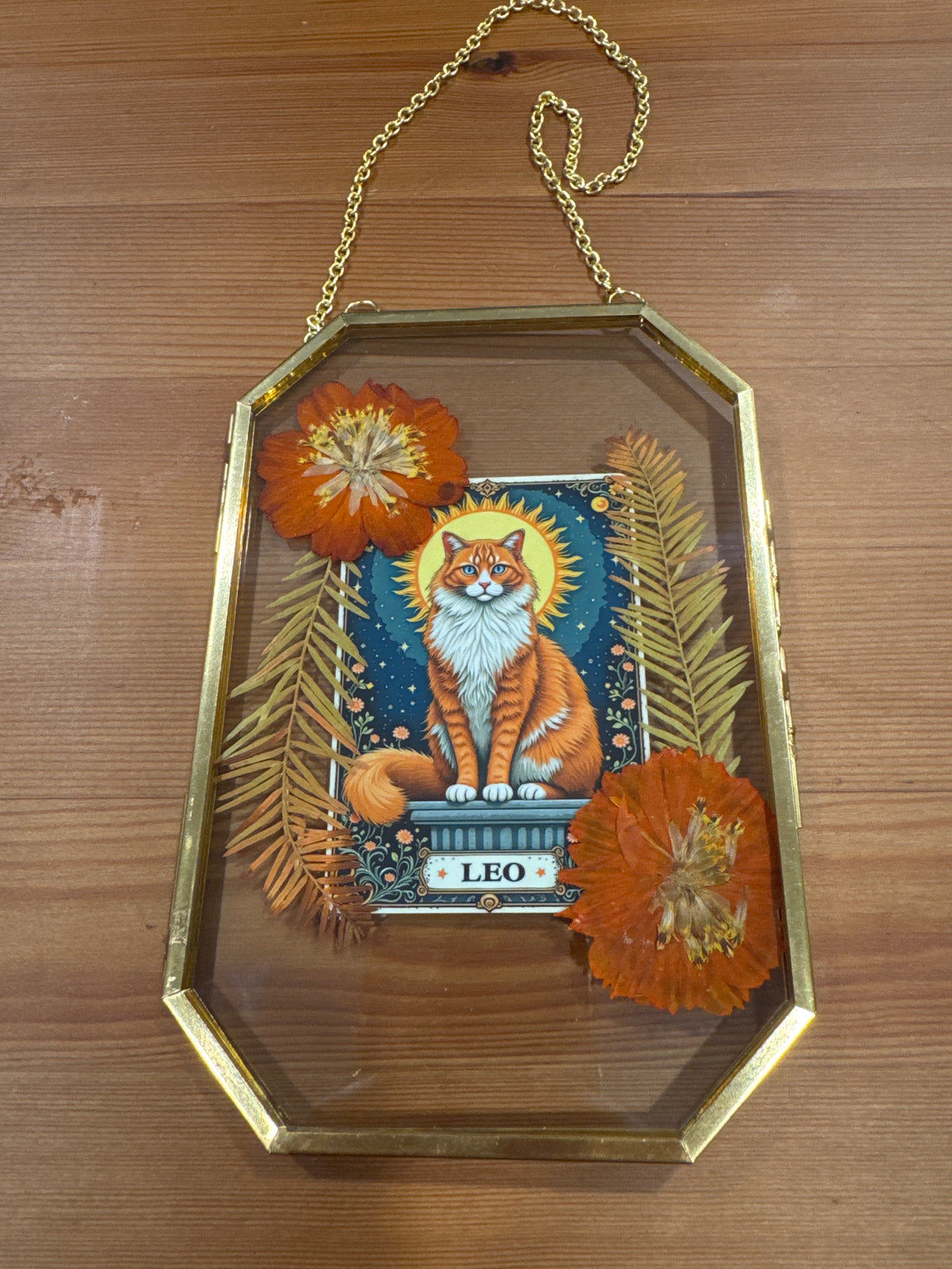 Leo Cat Zodiac Birth Sign Glass Frame