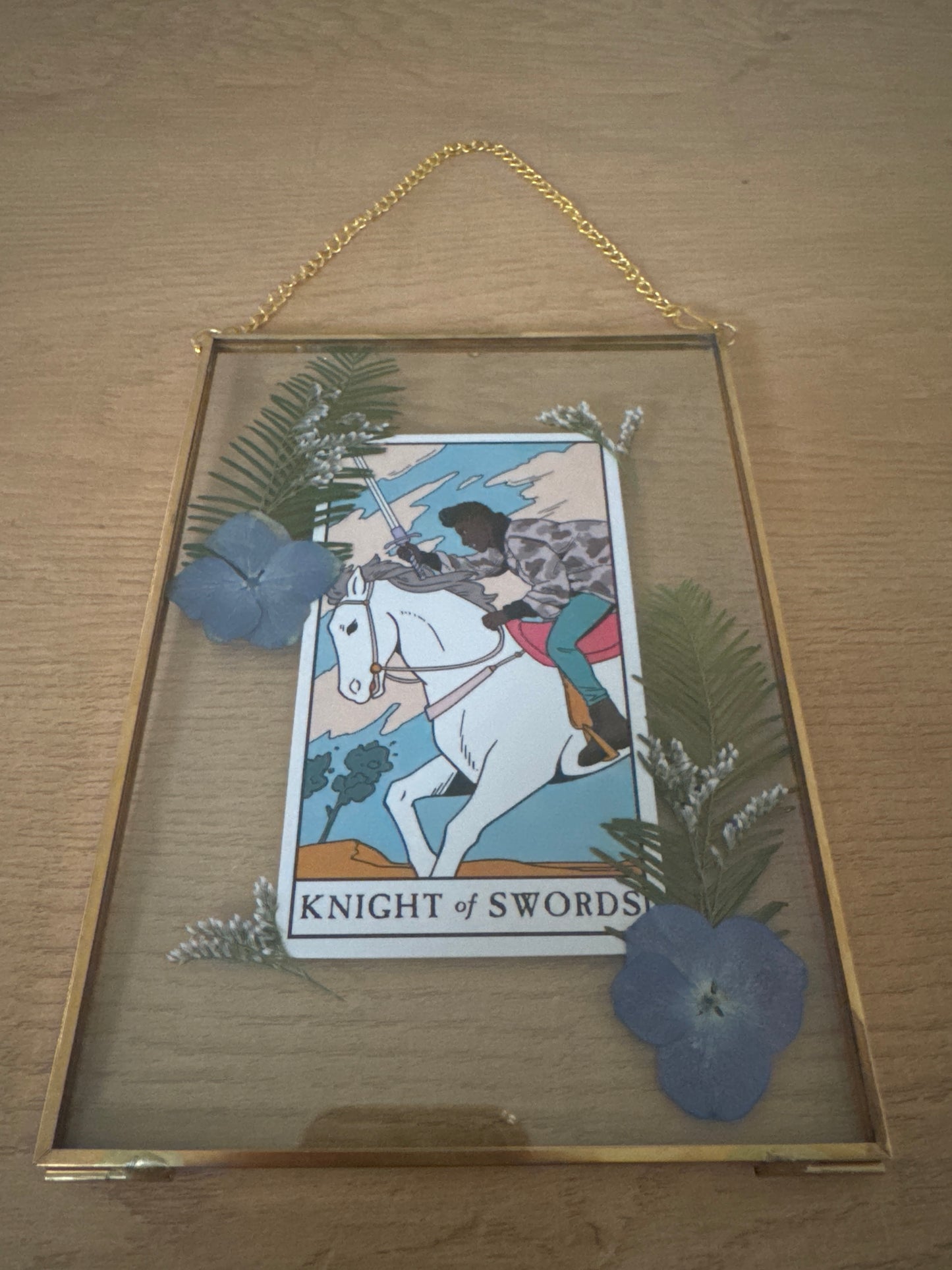 Knight of Swords Tarot Hanging Glass Frame