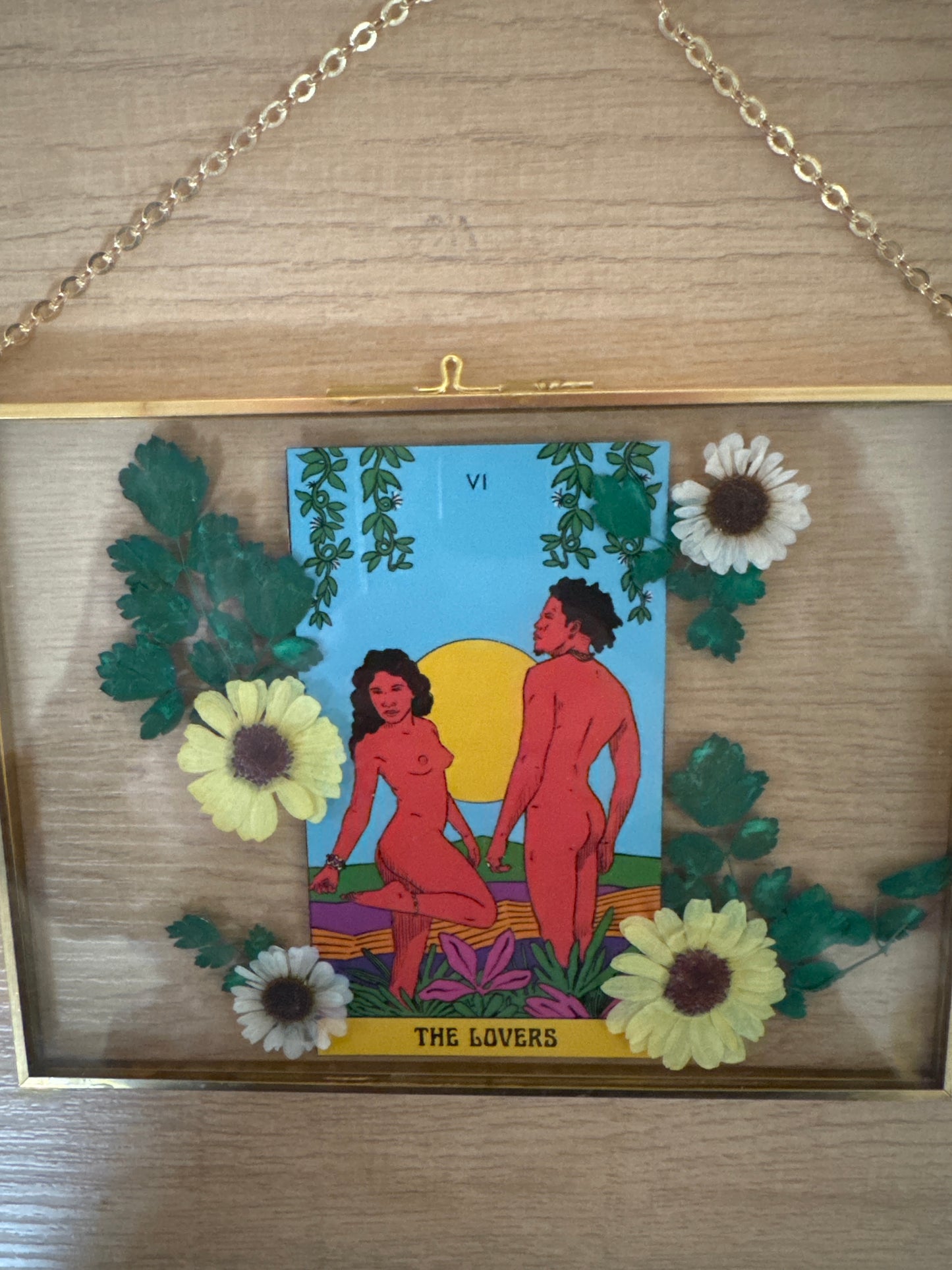"The Lovers" Tarot Hanging Glass Frame