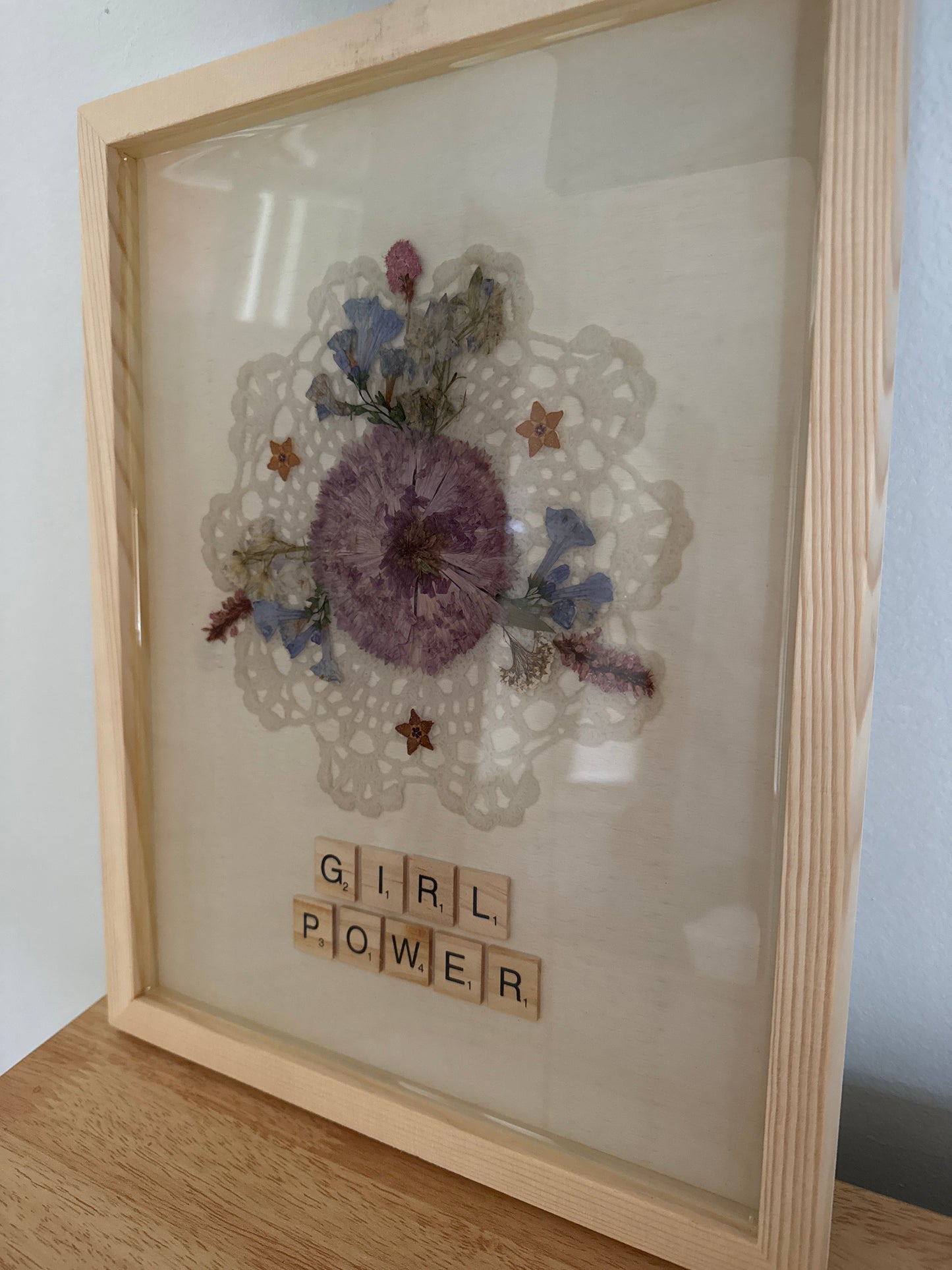 “Girl Power” Pressed Flower Resin Art Piece