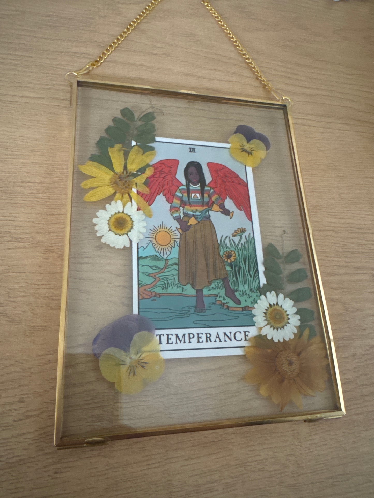 "Temperance" Tarot Hanging Glass Frame
