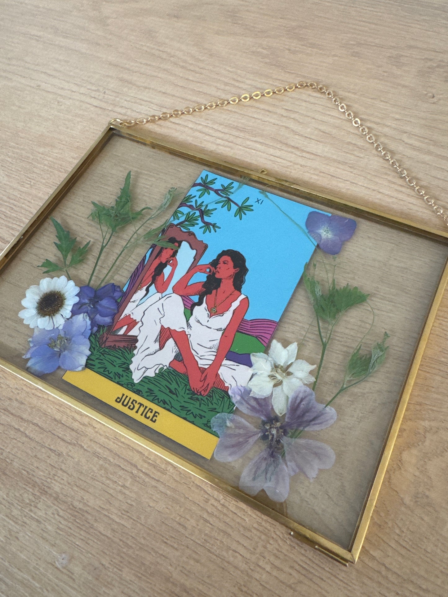 Justice Tarot Glass Hanging Frame 5x7”
